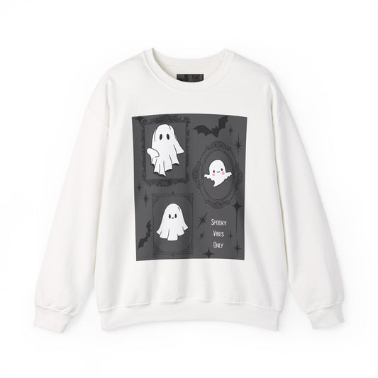 Spooky Ghost Halloween Sweatshirt, Unisex Crewneck, Cozy Fall Fashion, Trick or Treat, Halloween Party Apparel, Cute Ghost Design