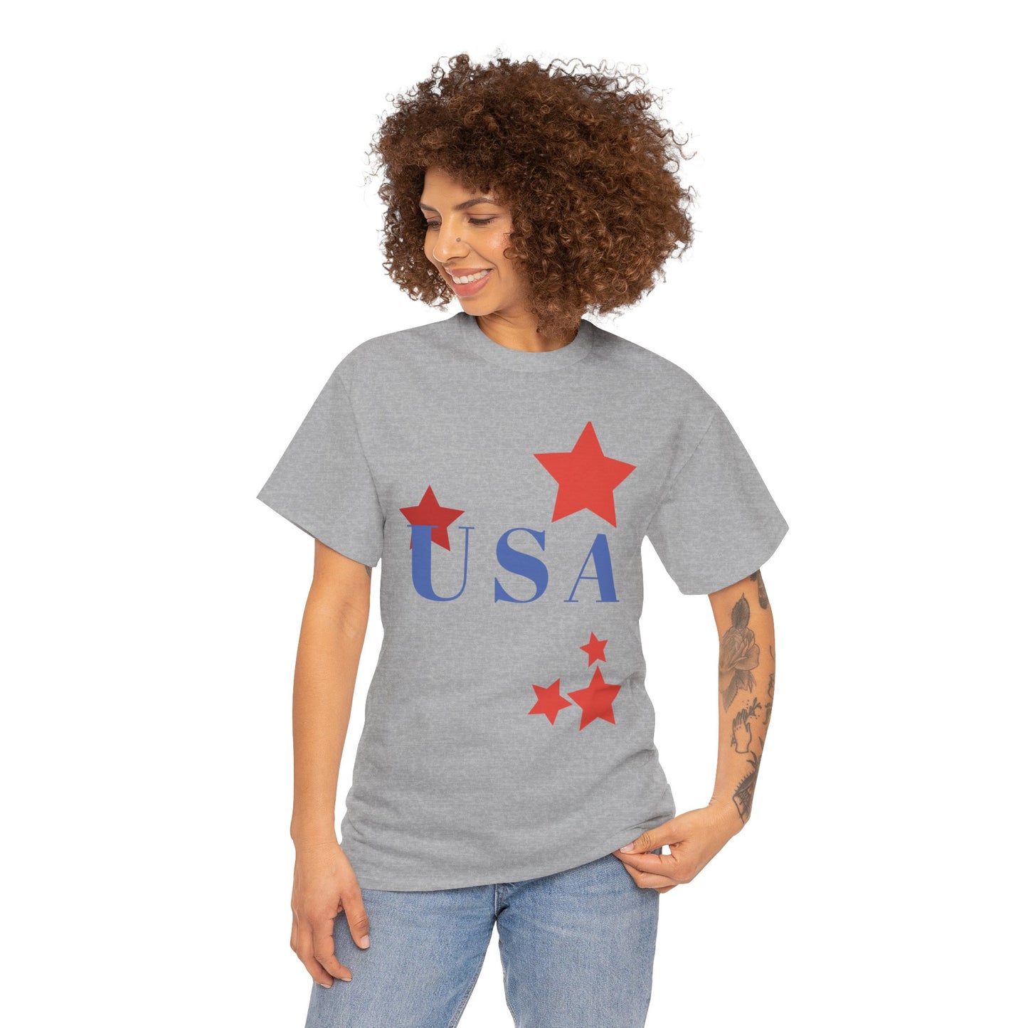 Celebrate Freedom Unisex Heavy Cotton Tee - USA Stars Design