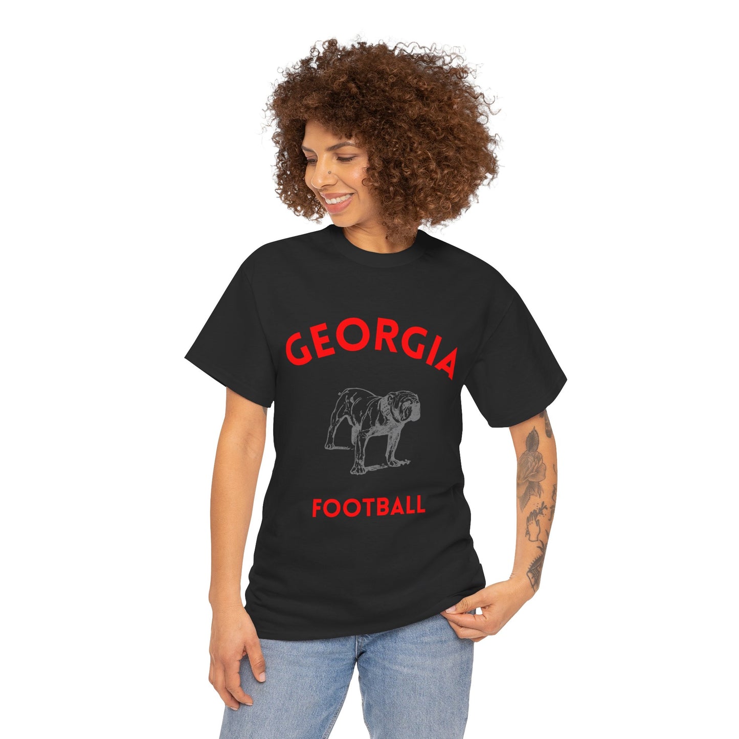 Georgia Football Unisex Heavy Cotton Tee, Casual Sports Tee, Football Game Shirt, Gift for Fans, Georgia Bulldogs Apparel