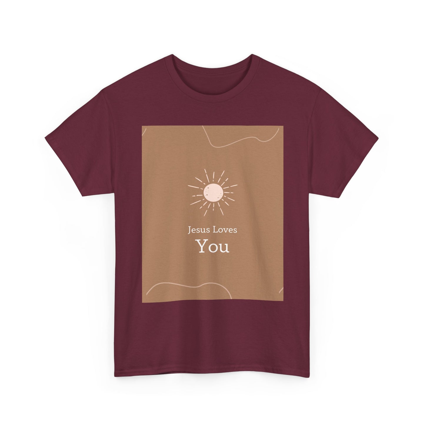 Unisex Heavy Cotton Tee - "Jesus Loves You" Inspirational Tee, Perfect for Everyday Wear, Gifts, Faith-Based Events, Summer Outings