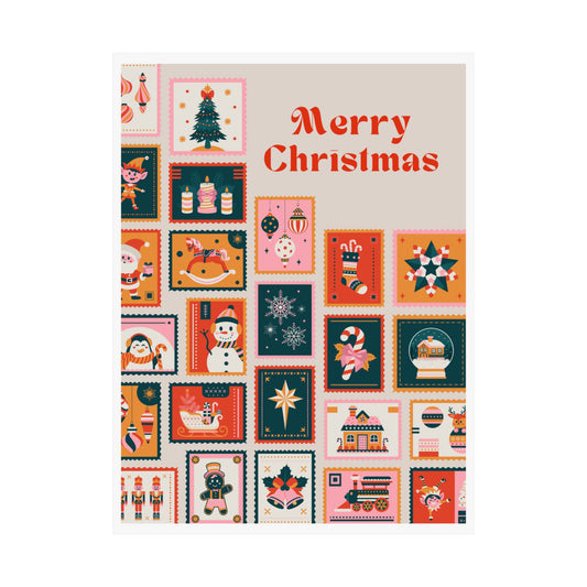 Merry Christmas Satin Posters, Holiday Wall Art, Festive Decor, Vintage Christmas Prints, Seasonal Art for Home