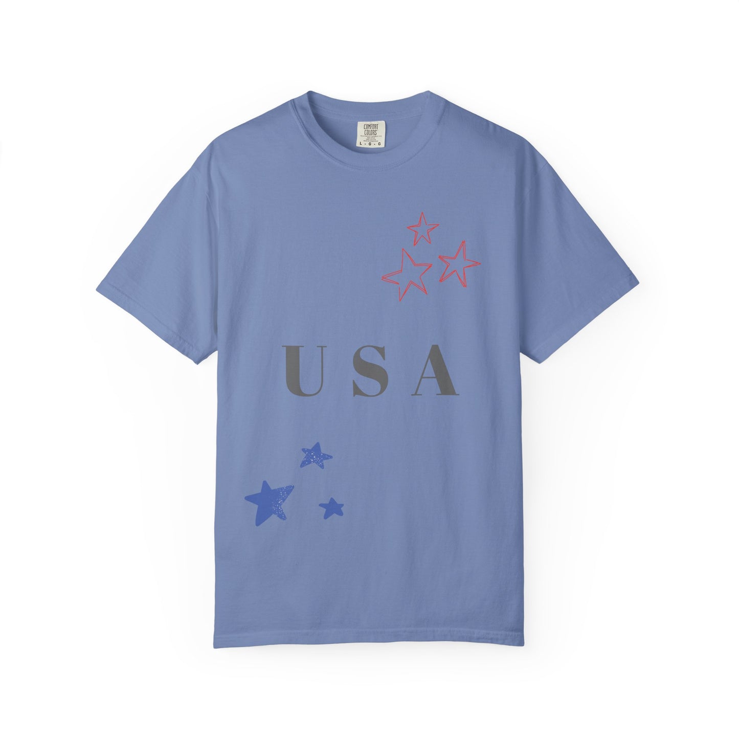 Patriotic Unisex Garment-Dyed T-Shirt - USA Stars Design