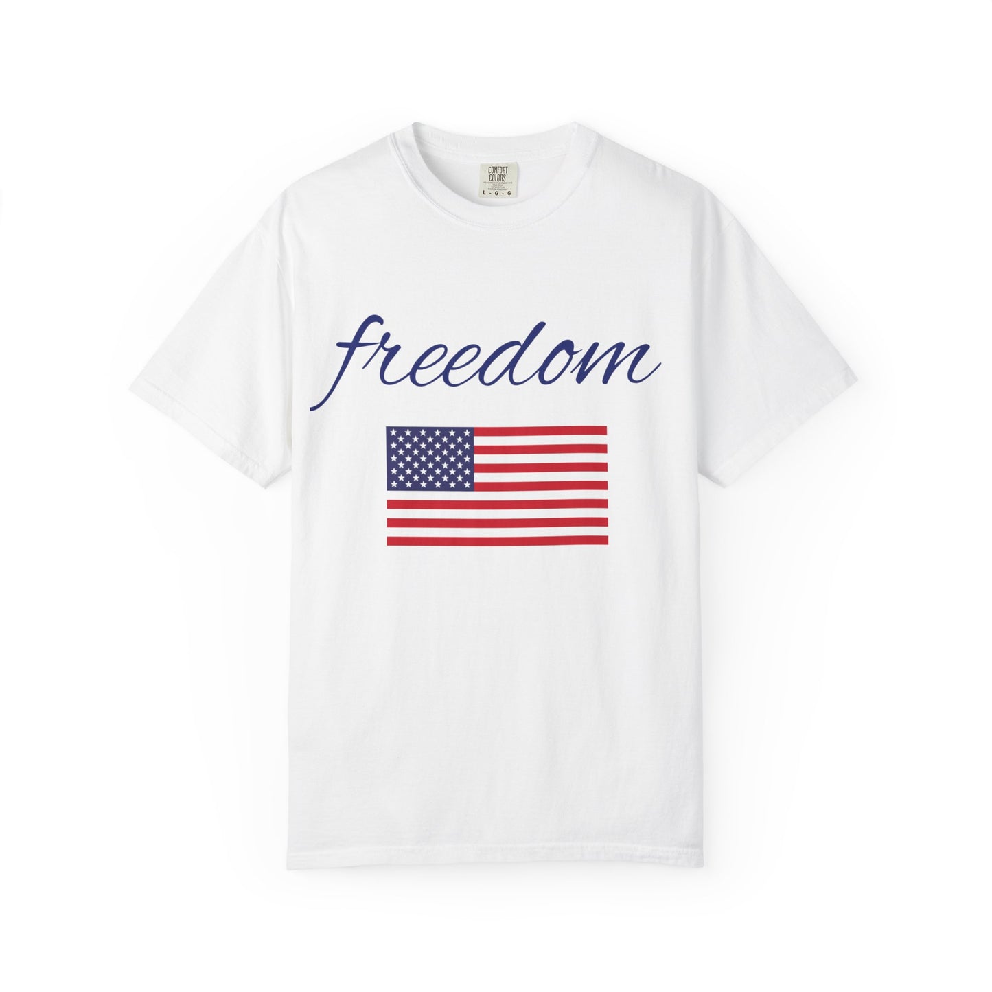 Freedom Unisex Garment-Dyed T-Shirt with American Flag Design