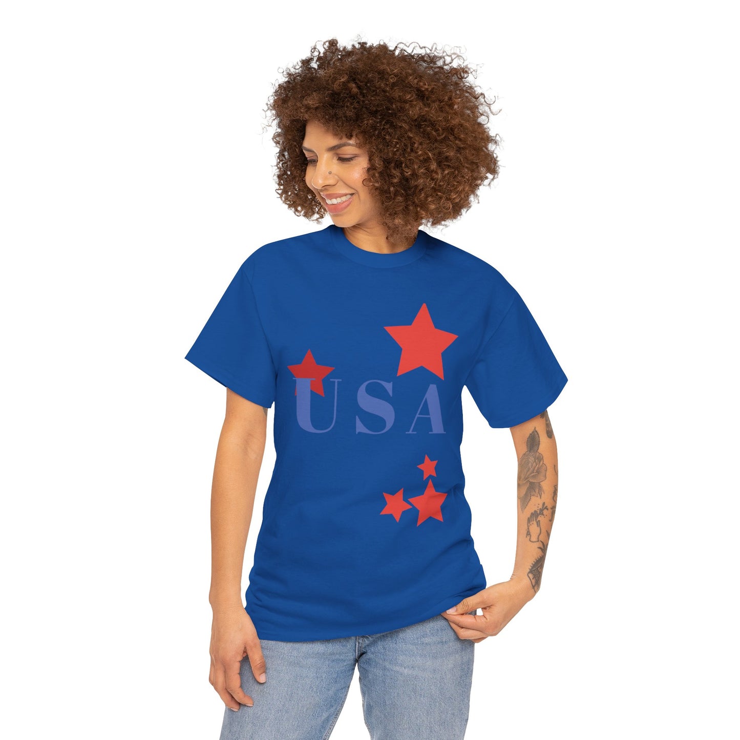 Celebrate Freedom Unisex Heavy Cotton Tee - USA Stars Design