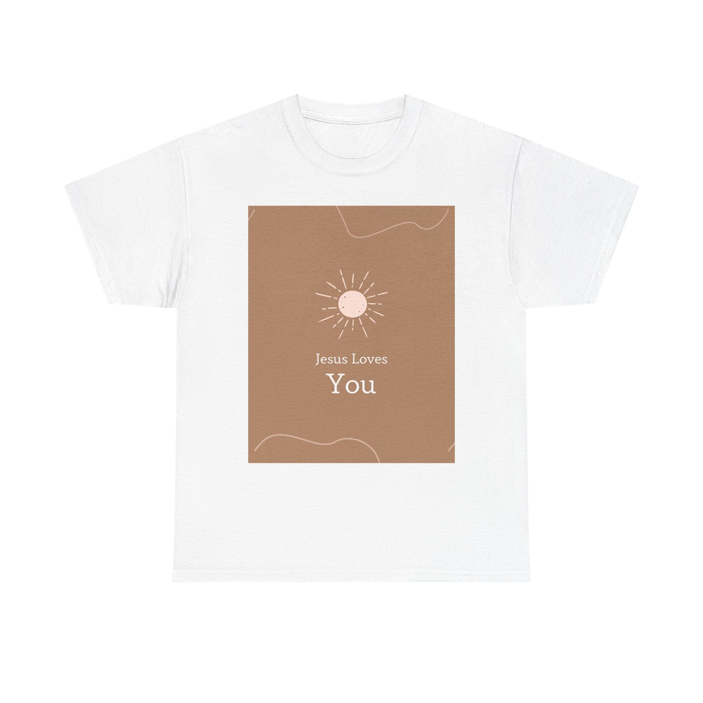 Unisex Heavy Cotton Tee - "Jesus Loves You" Inspirational Tee, Perfect for Everyday Wear, Gifts, Faith-Based Events, Summer Outings