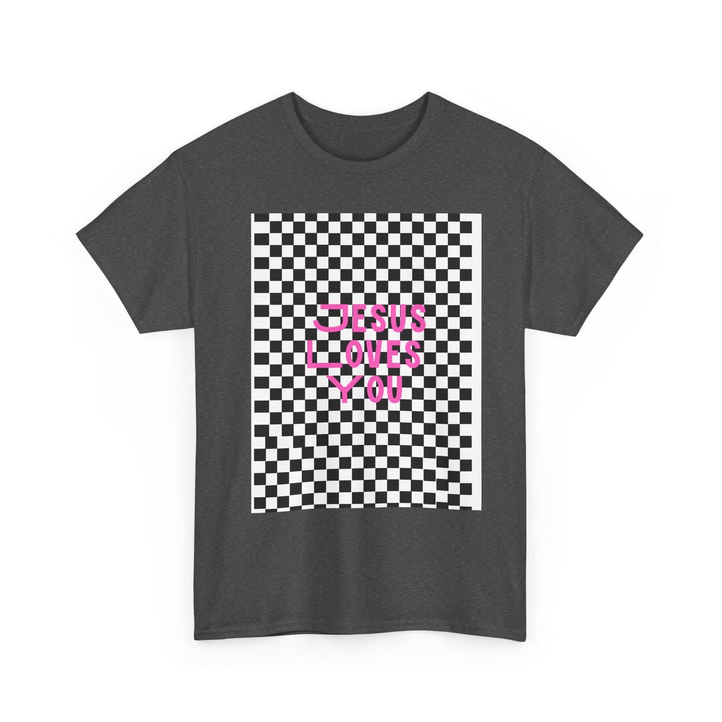 Chic Checkerboard Tee - Trendy Unisex Heavy Cotton Shirt, Casual Wear, Gift for Her, Stylish Outfit, Everyday Fashion