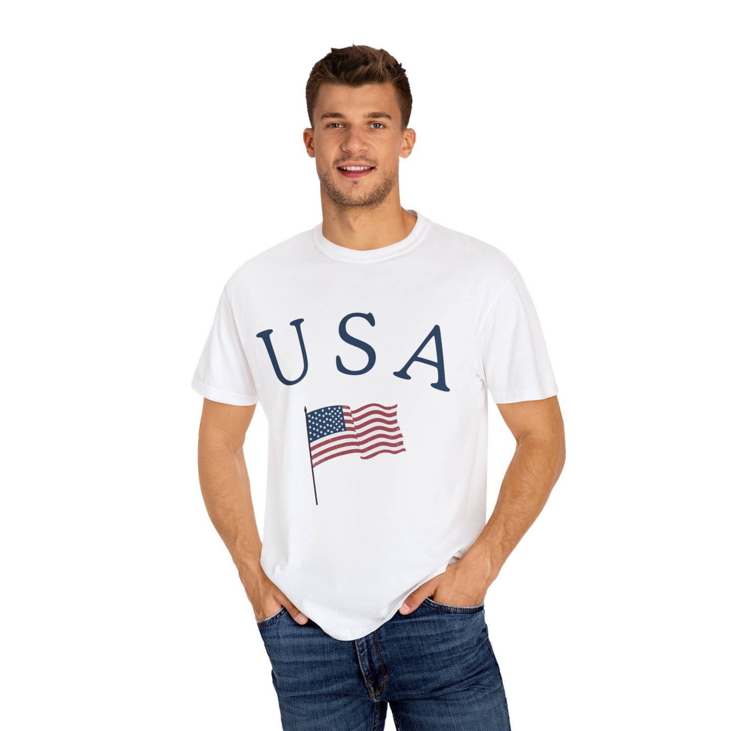 USA Flag Unisex Garment-Dyed T-Shirt