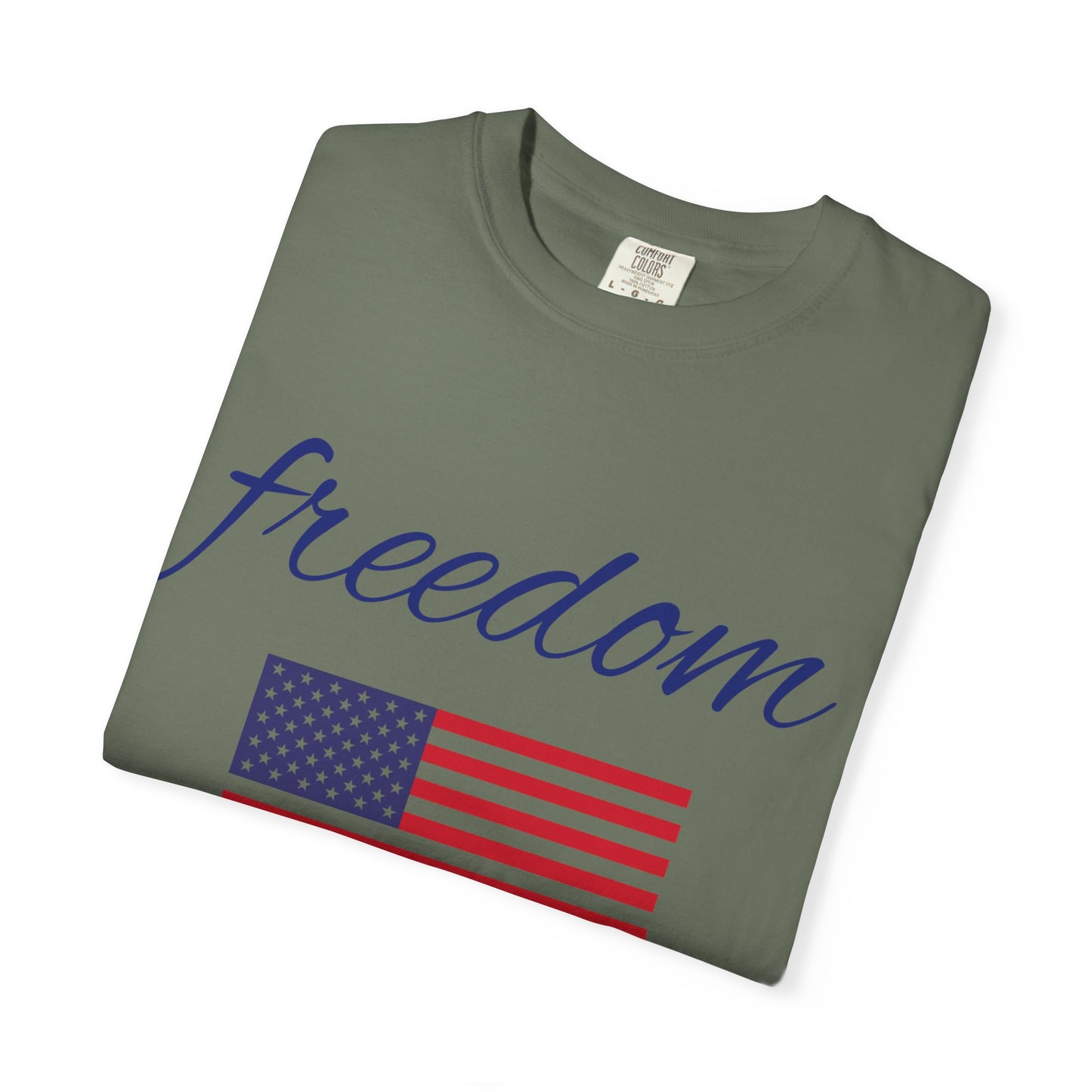 Freedom Unisex Garment-Dyed T-Shirt with American Flag Design
