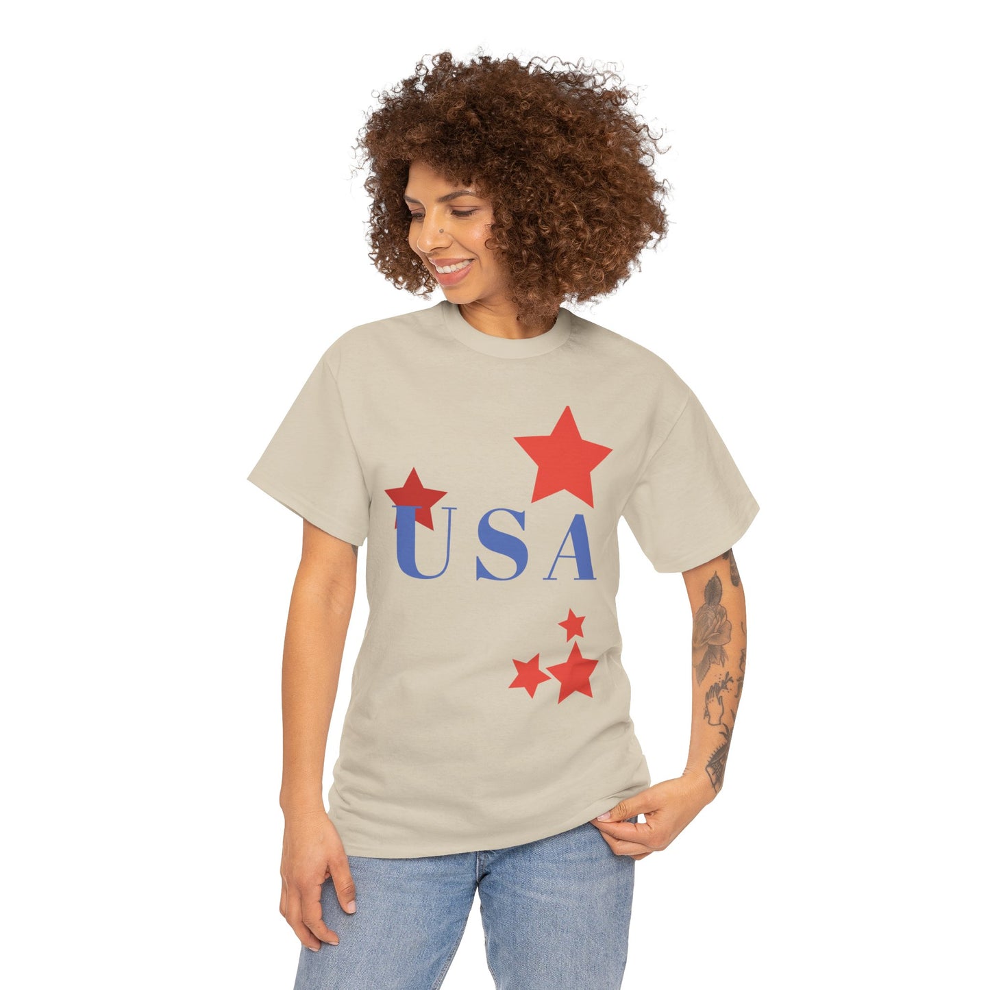 Celebrate Freedom Unisex Heavy Cotton Tee - USA Stars Design