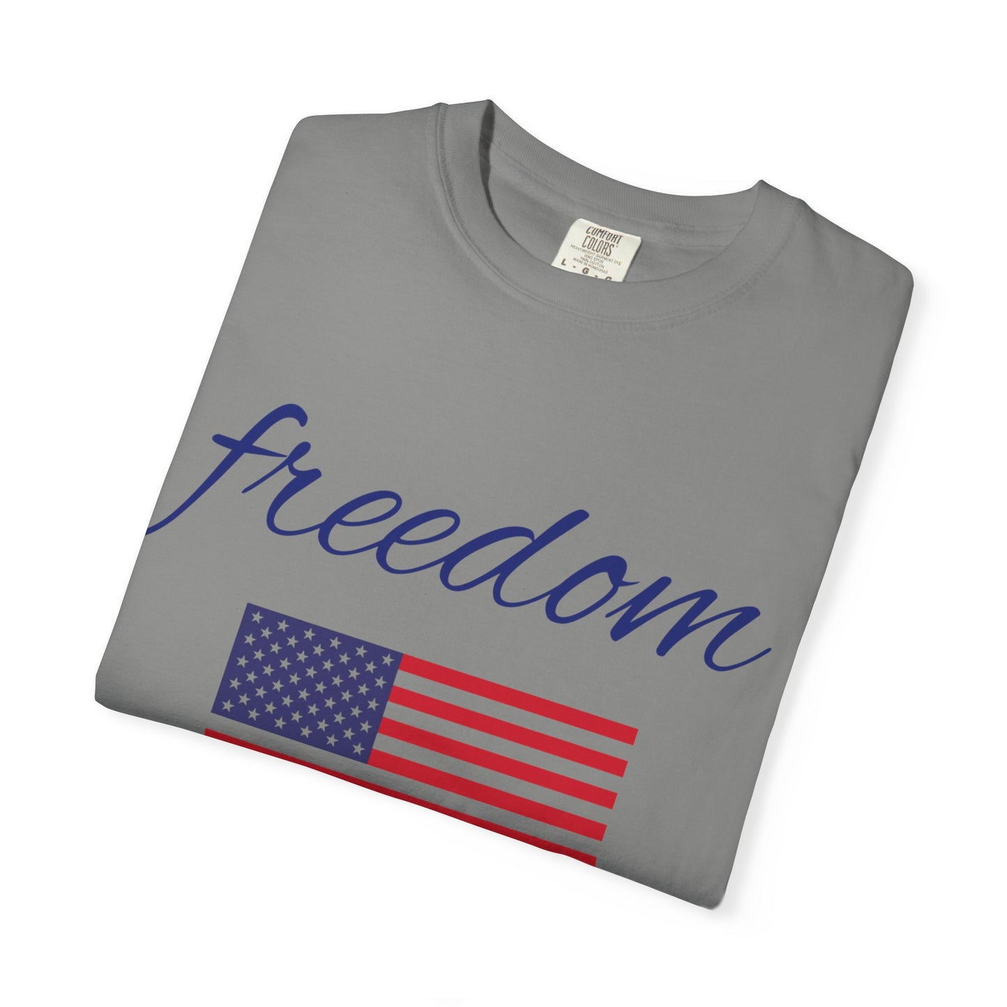 Freedom Unisex Garment-Dyed T-Shirt with American Flag Design