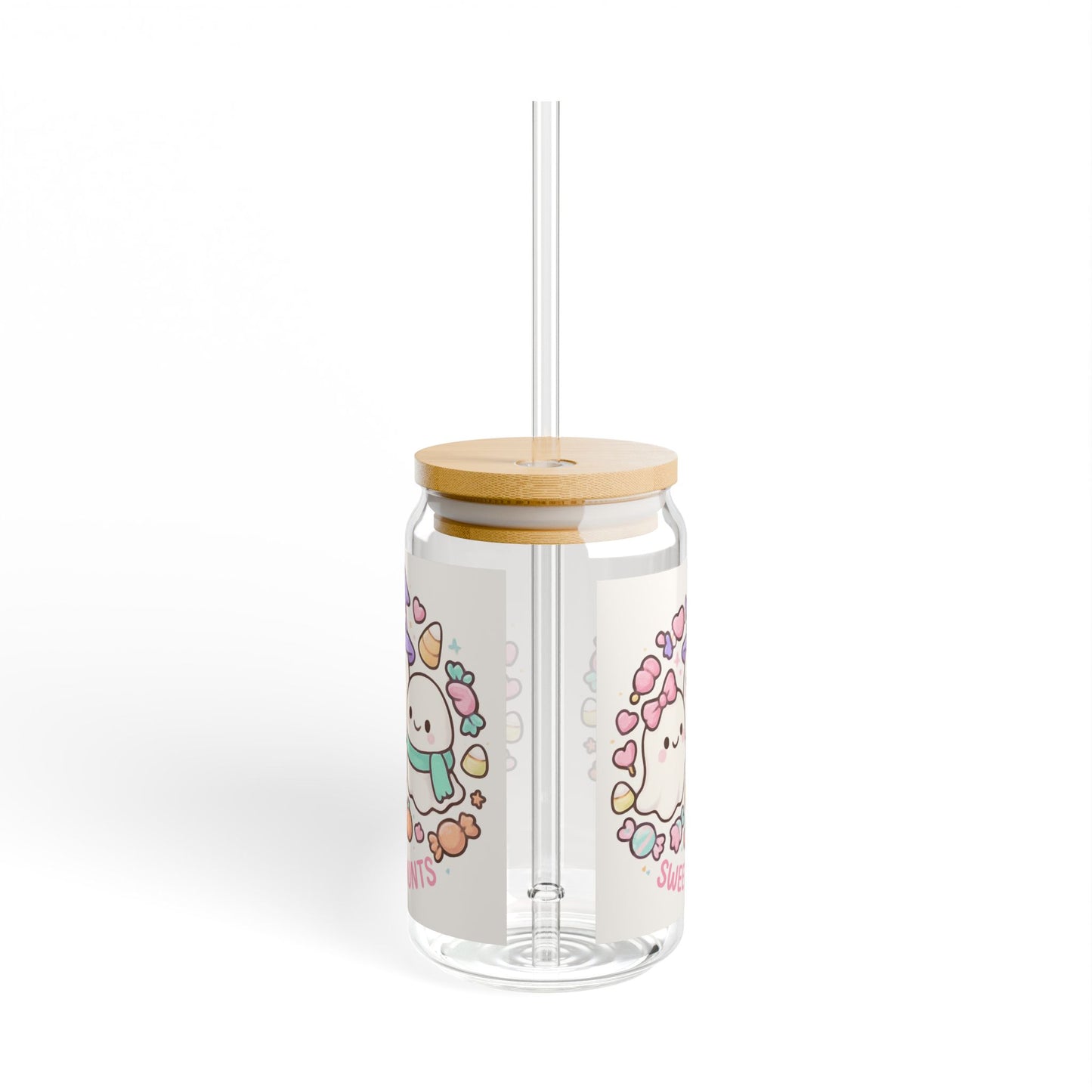 Cute Ghost Sipper Glass, Sweet Haunts Glass Tumbler, Halloween Drinkware, Autumn Party Cup, Kawaii Beverage Jar, Eco-Friendly Glass
