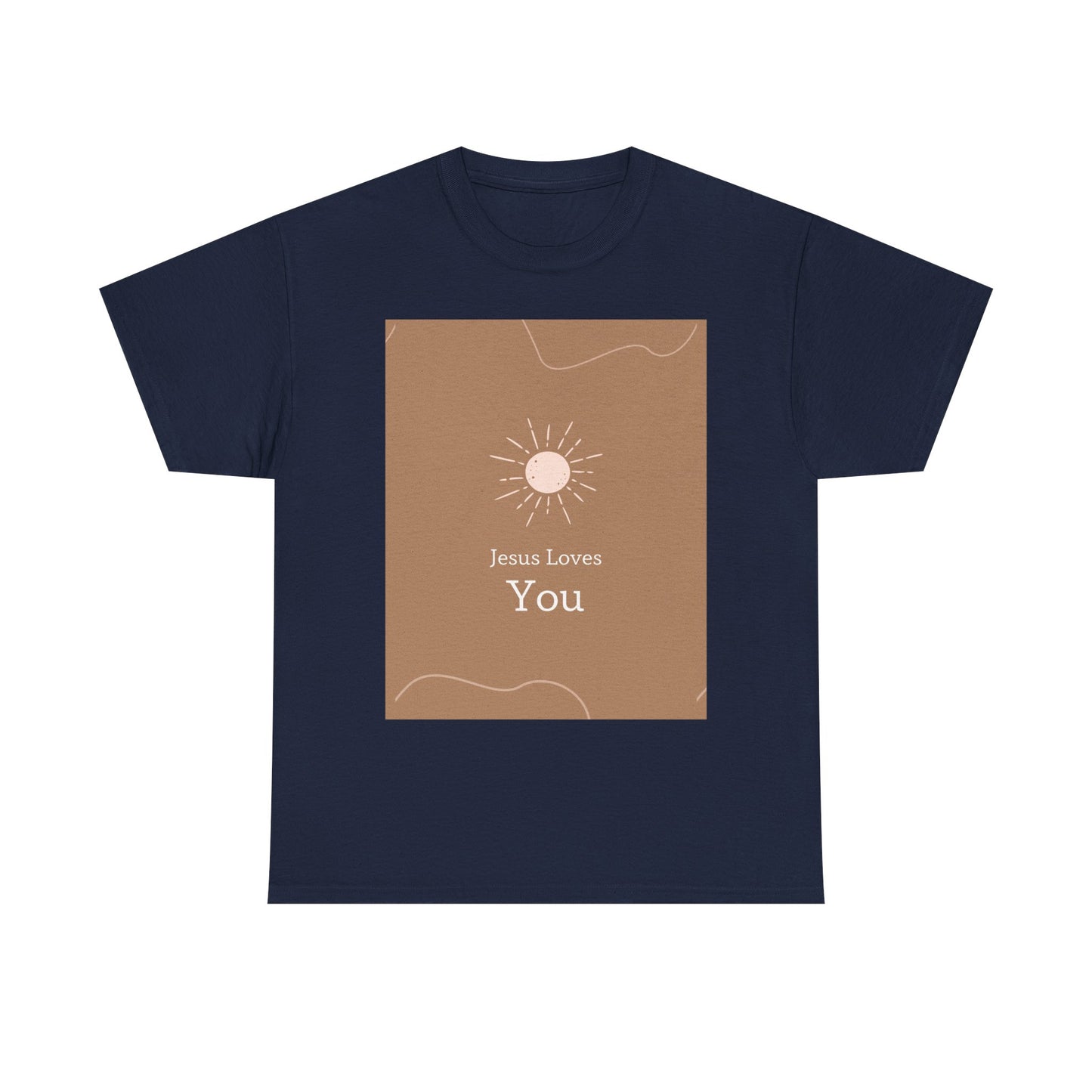 Unisex Heavy Cotton Tee - "Jesus Loves You" Inspirational Tee, Perfect for Everyday Wear, Gifts, Faith-Based Events, Summer Outings