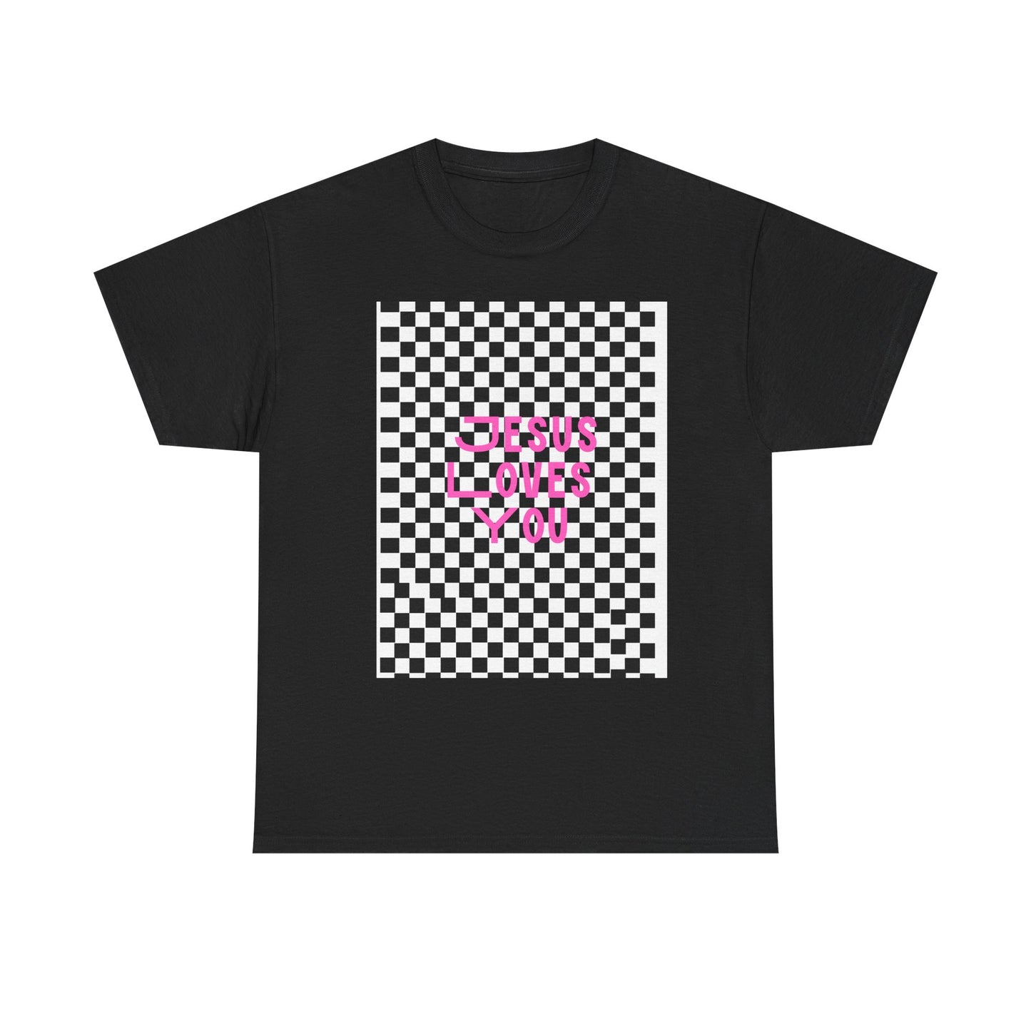 Chic Checkerboard Tee - Trendy Unisex Heavy Cotton Shirt, Casual Wear, Gift for Her, Stylish Outfit, Everyday Fashion