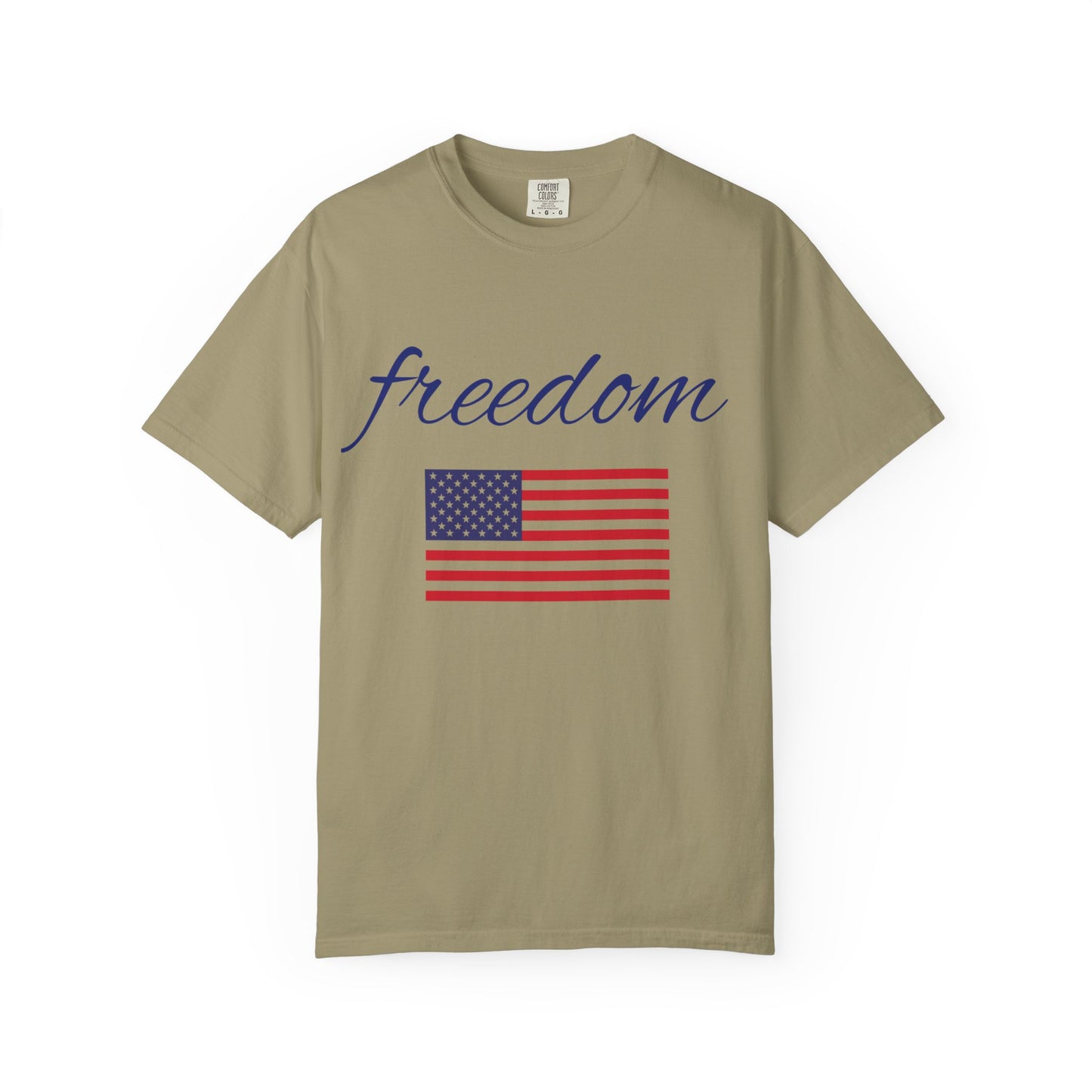Freedom Unisex Garment-Dyed T-Shirt with American Flag Design