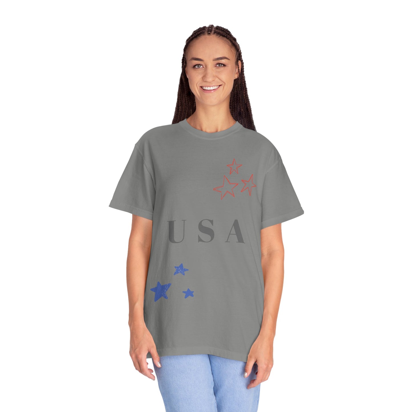 Patriotic Unisex Garment-Dyed T-Shirt - USA Stars Design