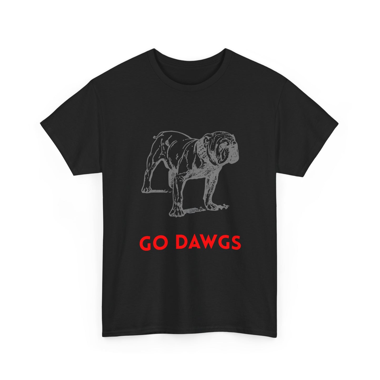 Unisex Heavy Cotton Tee - Go Dawgs Bulldog Design, Dog Lover Gift, College Apparel, Casual Wear, Sports Fan Gear