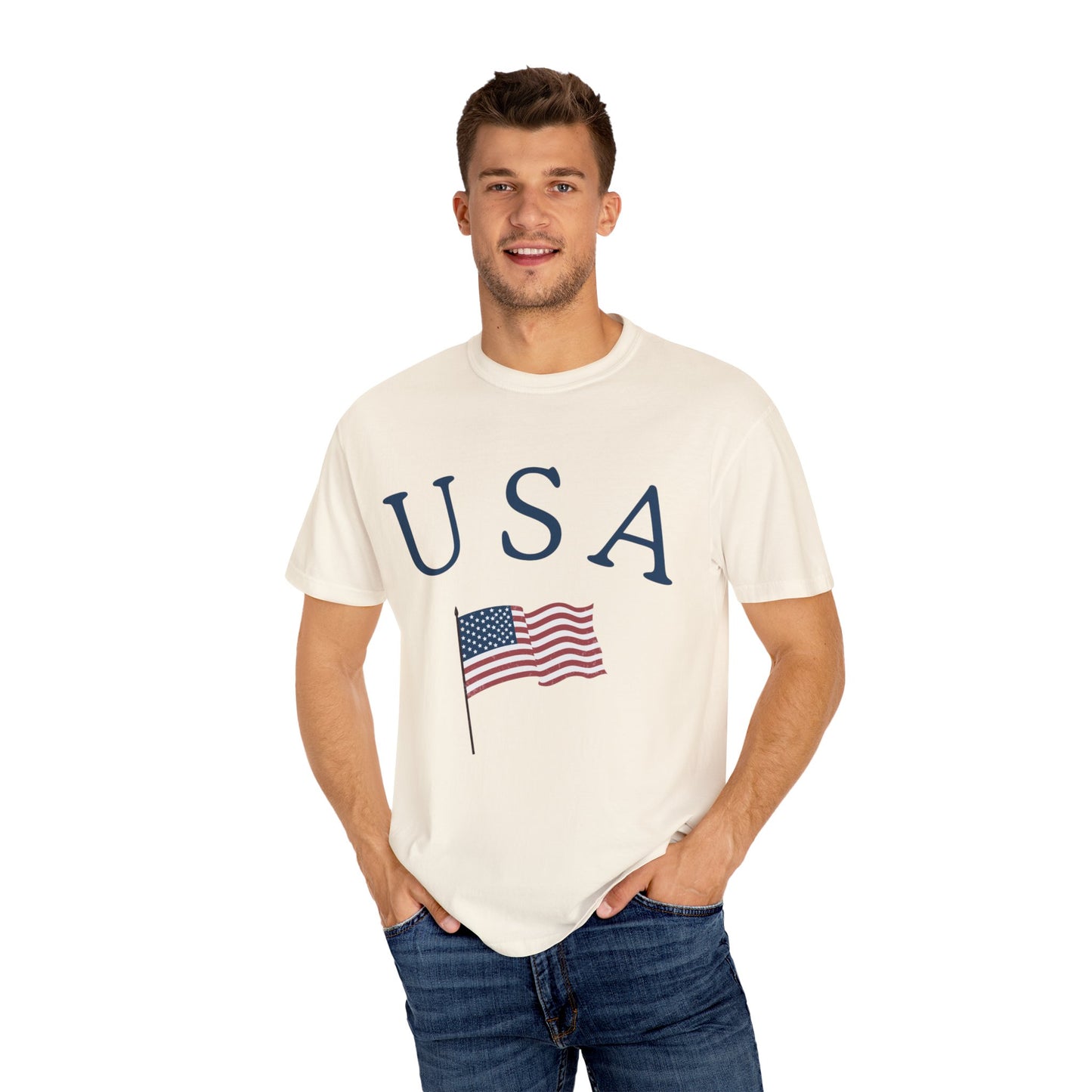 USA Flag Unisex Garment-Dyed T-Shirt