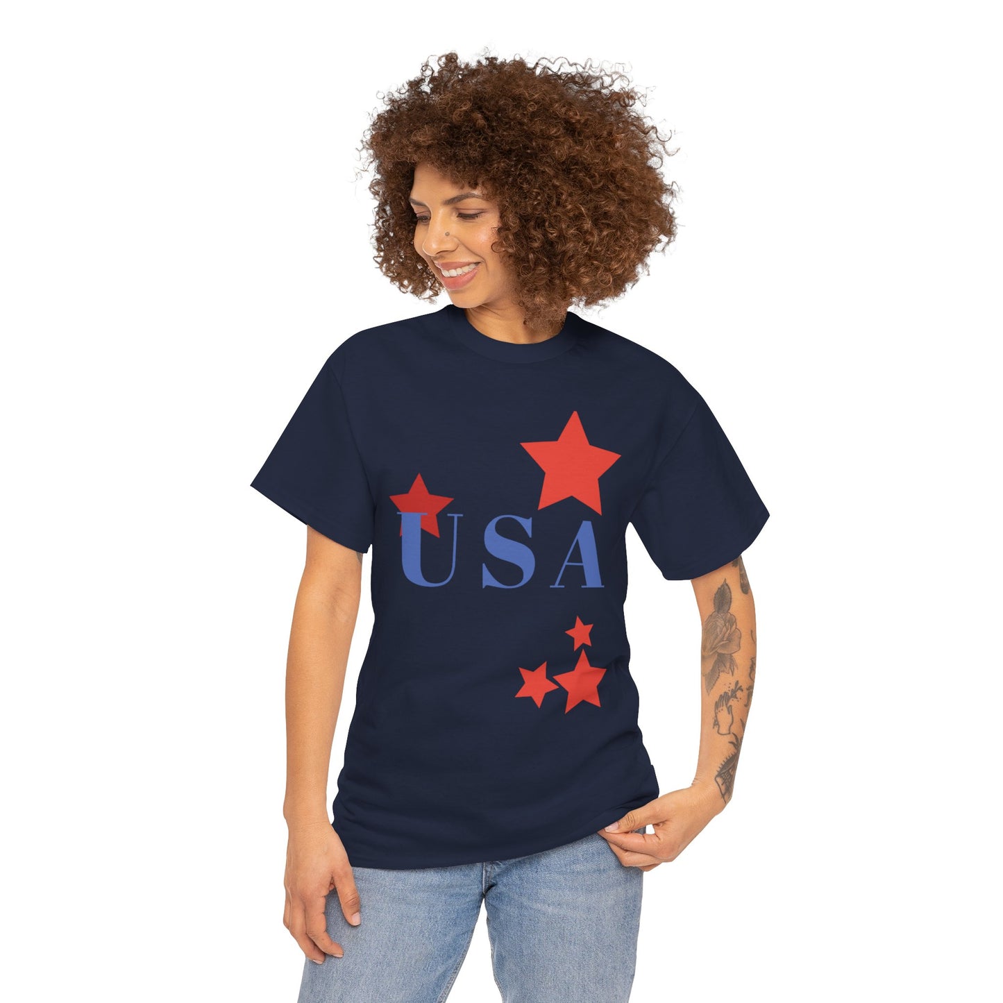 Celebrate Freedom Unisex Heavy Cotton Tee - USA Stars Design