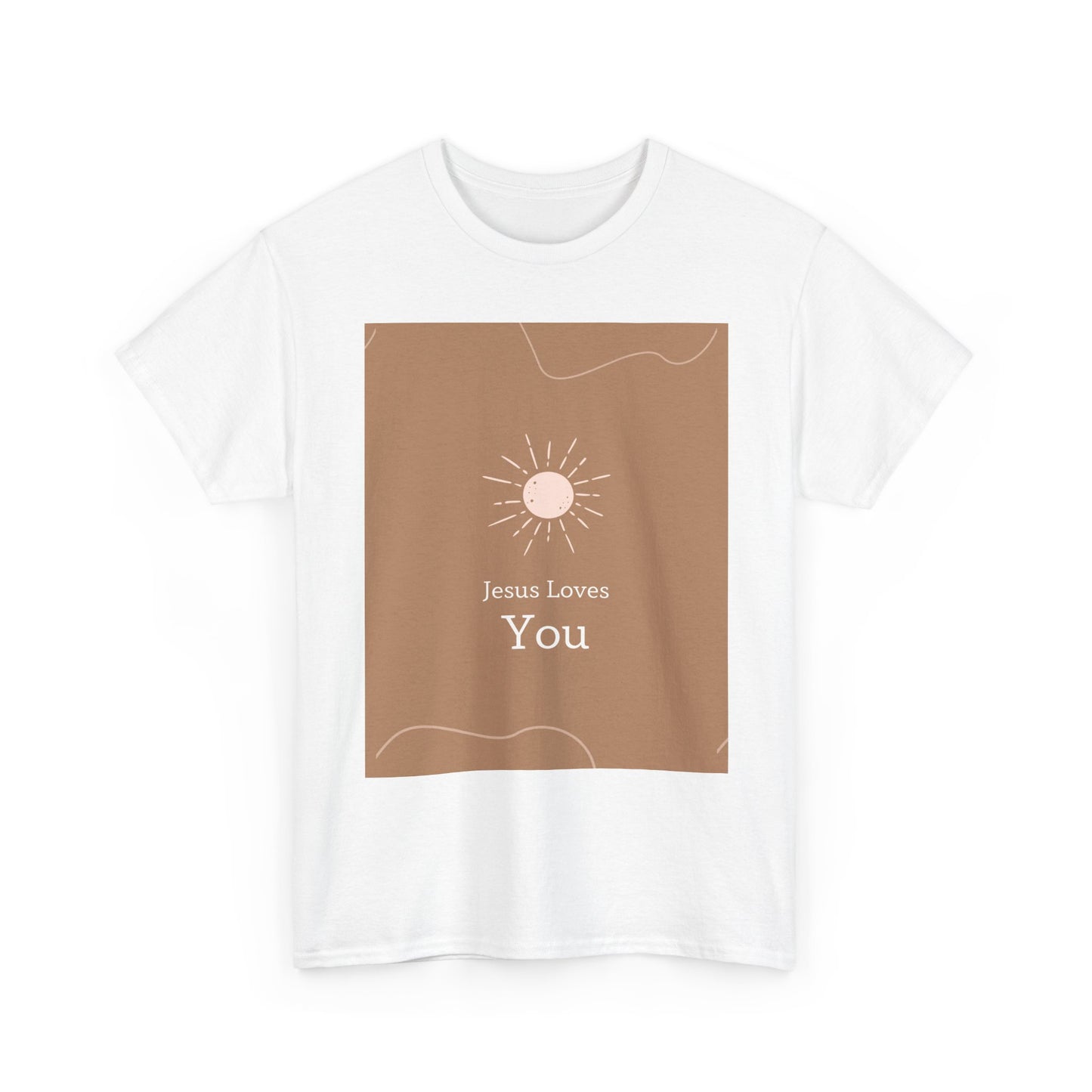 Unisex Heavy Cotton Tee - "Jesus Loves You" Inspirational Tee, Perfect for Everyday Wear, Gifts, Faith-Based Events, Summer Outings