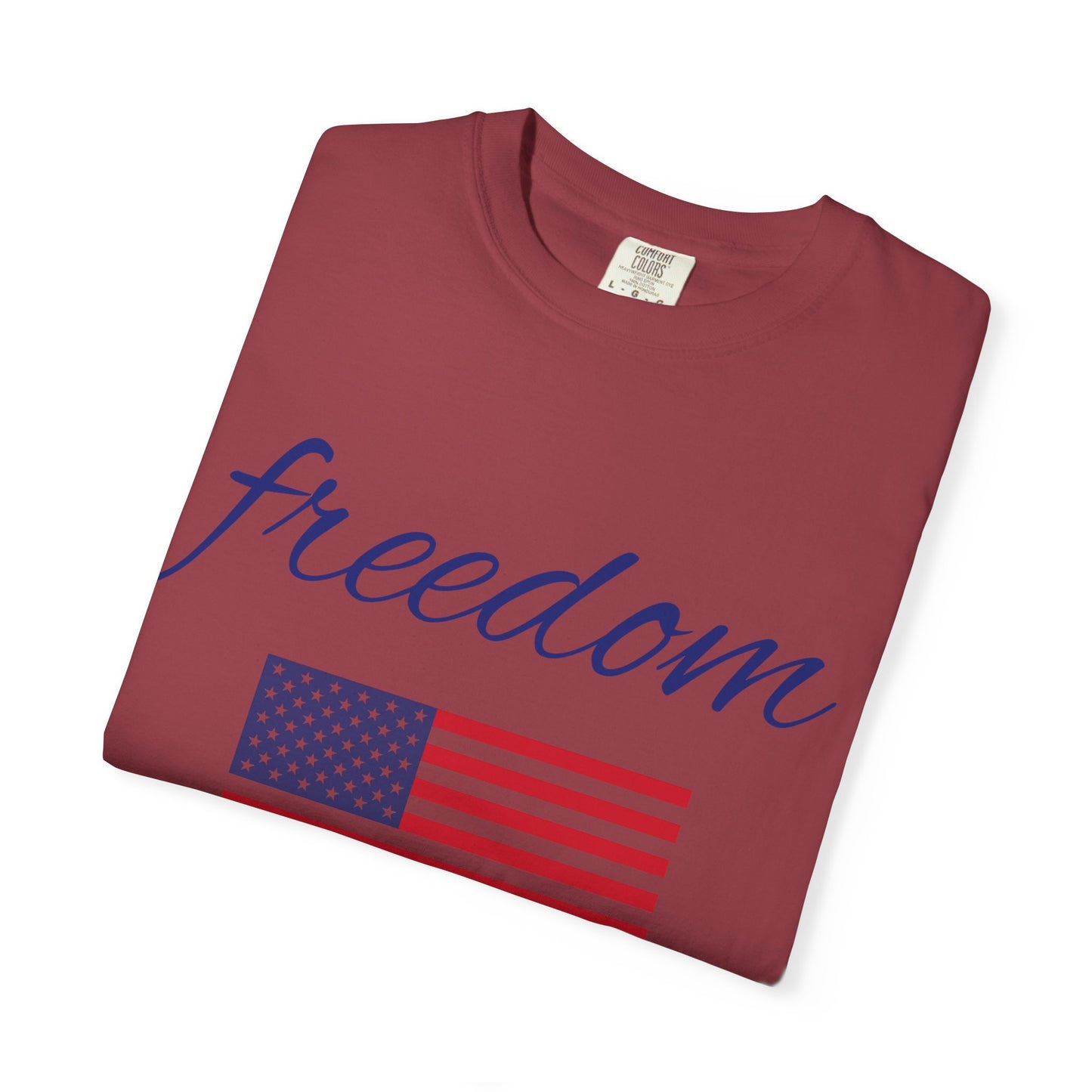 Freedom Unisex Garment-Dyed T-Shirt with American Flag Design