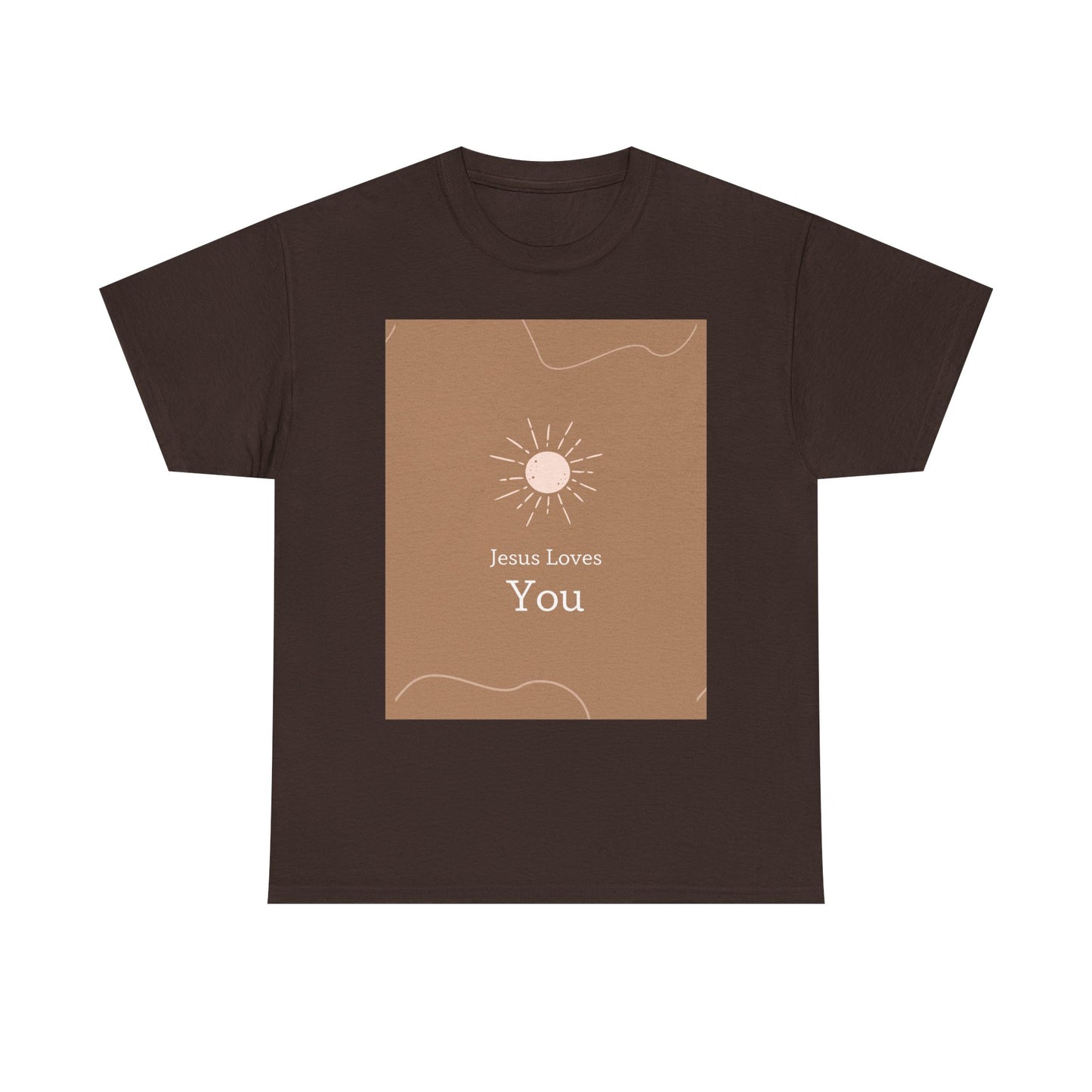 Unisex Heavy Cotton Tee - "Jesus Loves You" Inspirational Tee, Perfect for Everyday Wear, Gifts, Faith-Based Events, Summer Outings