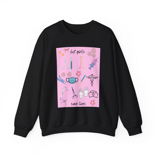 Healthcare Heroes Sweatshirt, Hot Girls Save Lives Crewneck, Nurse Appreciation Gift, Medical Student Sweatshirt, Cute Medical [...]
