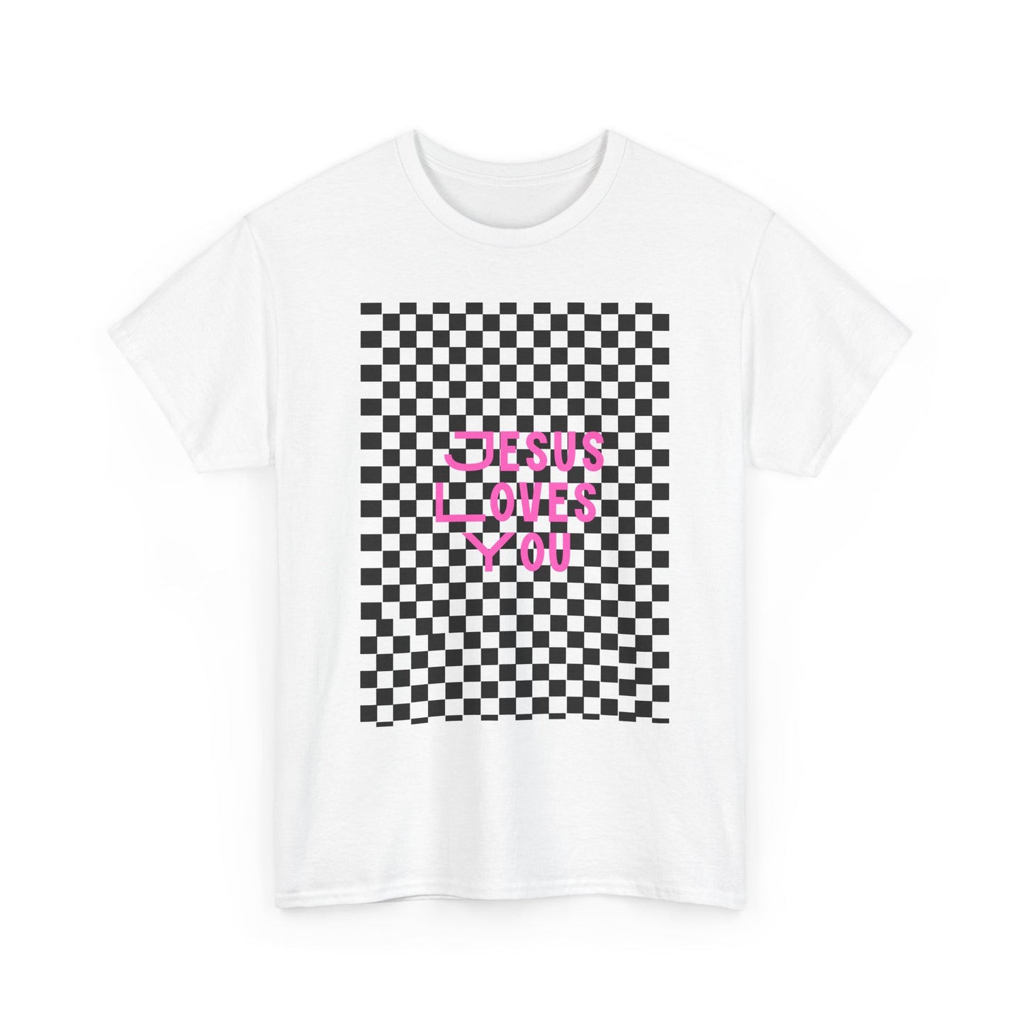 Chic Checkerboard Tee - Trendy Unisex Heavy Cotton Shirt, Casual Wear, Gift for Her, Stylish Outfit, Everyday Fashion