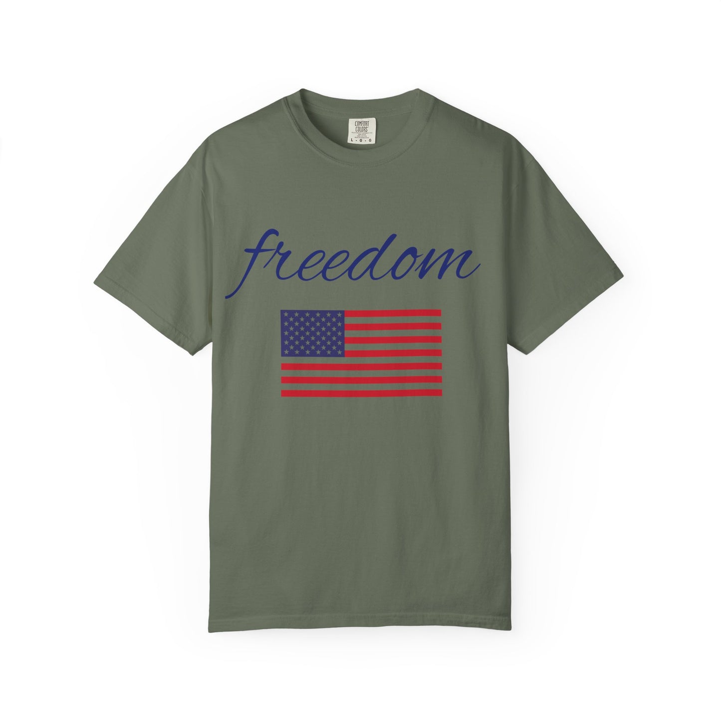 Freedom Unisex Garment-Dyed T-Shirt with American Flag Design