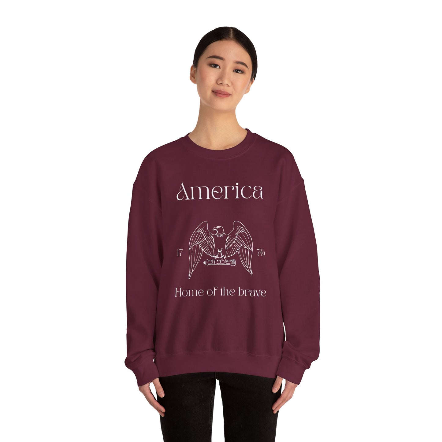 Patriotic Unisex Crewneck Sweatshirt - America, Home of the Brave