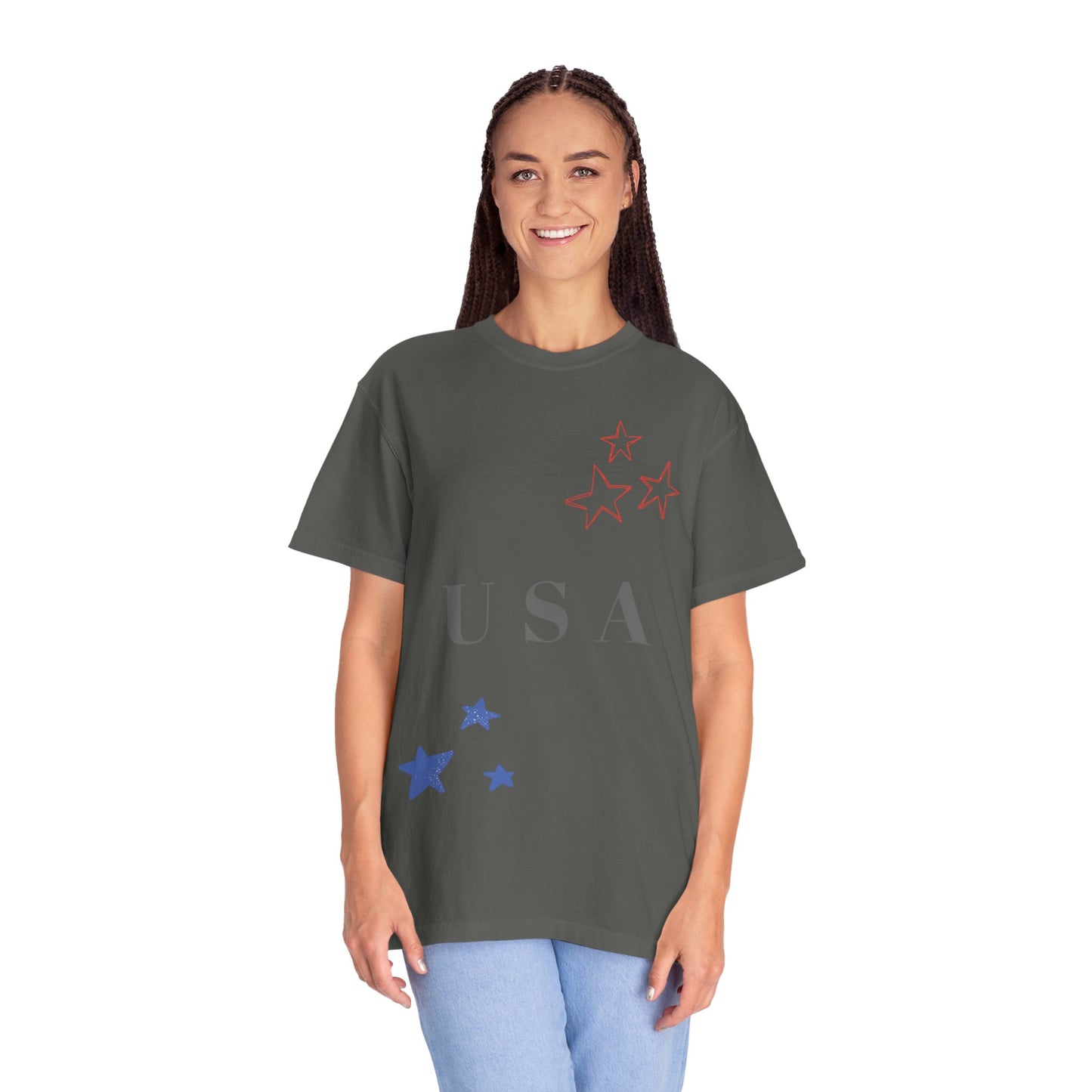 Patriotic Unisex Garment-Dyed T-Shirt - USA Stars Design