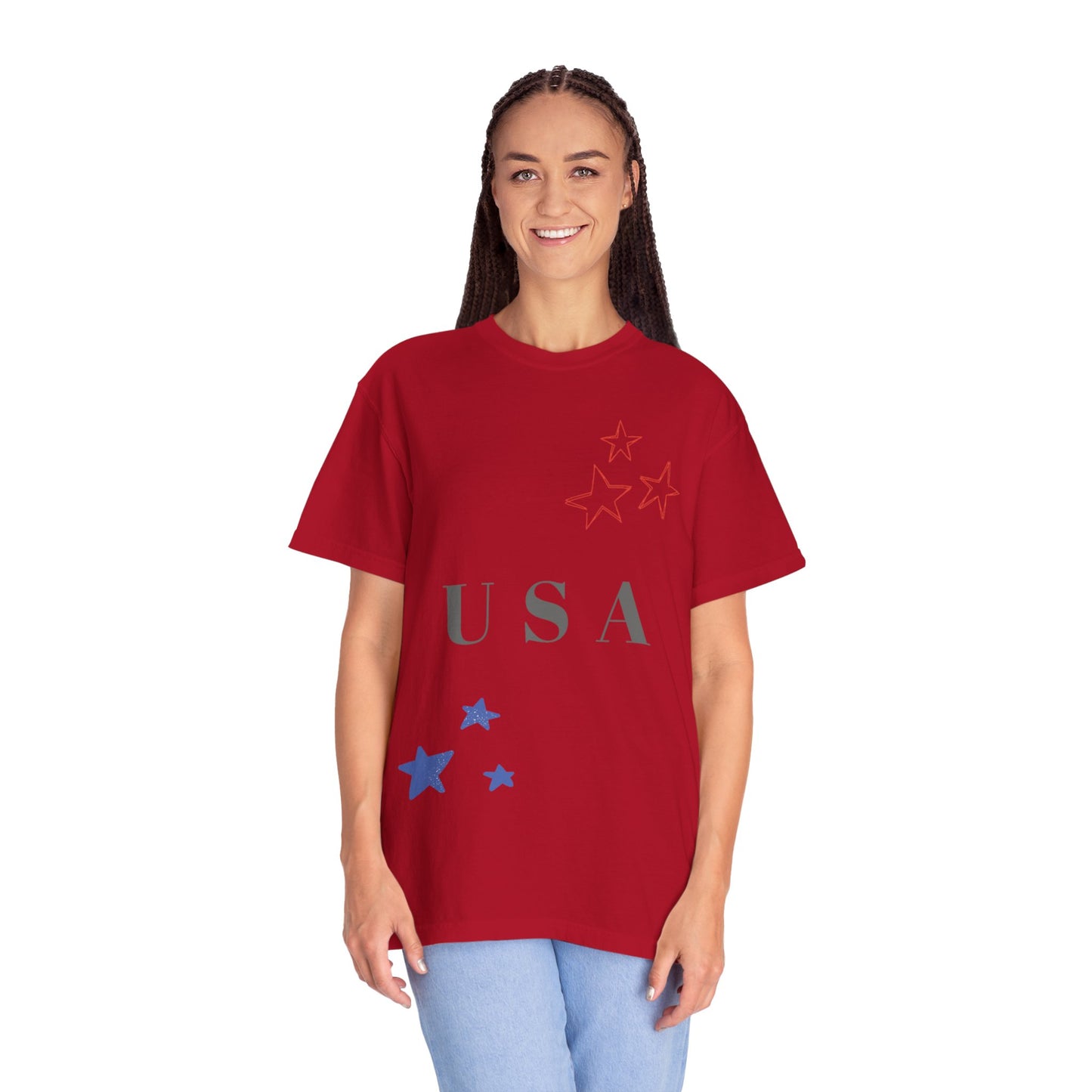 Patriotic Unisex Garment-Dyed T-Shirt - USA Stars Design