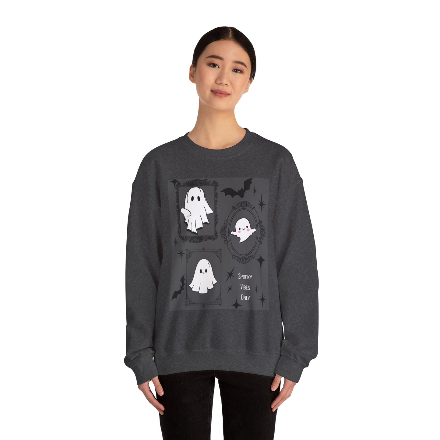 Spooky Ghost Halloween Sweatshirt, Unisex Crewneck, Cozy Fall Fashion, Trick or Treat, Halloween Party Apparel, Cute Ghost Design