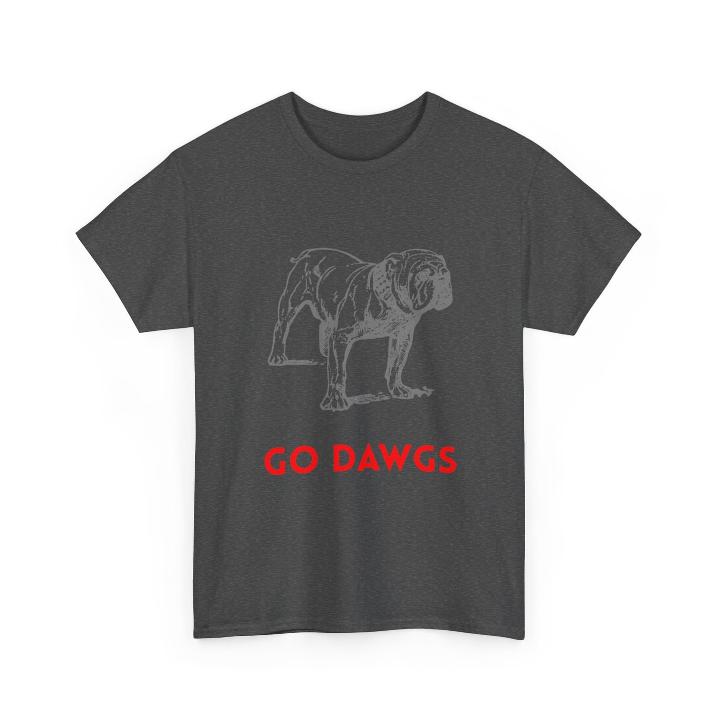 Unisex Heavy Cotton Tee - Go Dawgs Bulldog Design, Dog Lover Gift, College Apparel, Casual Wear, Sports Fan Gear