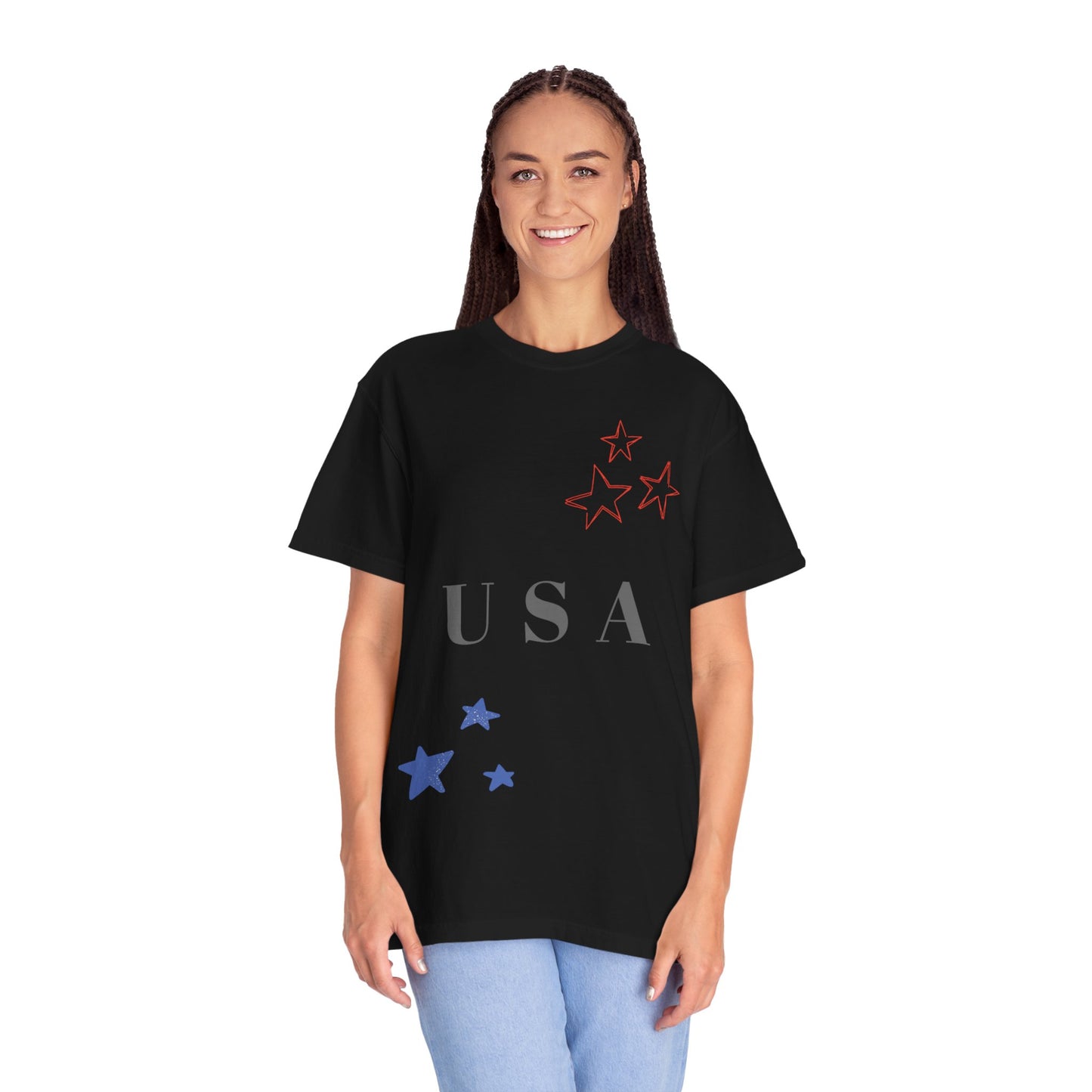 Patriotic Unisex Garment-Dyed T-Shirt - USA Stars Design