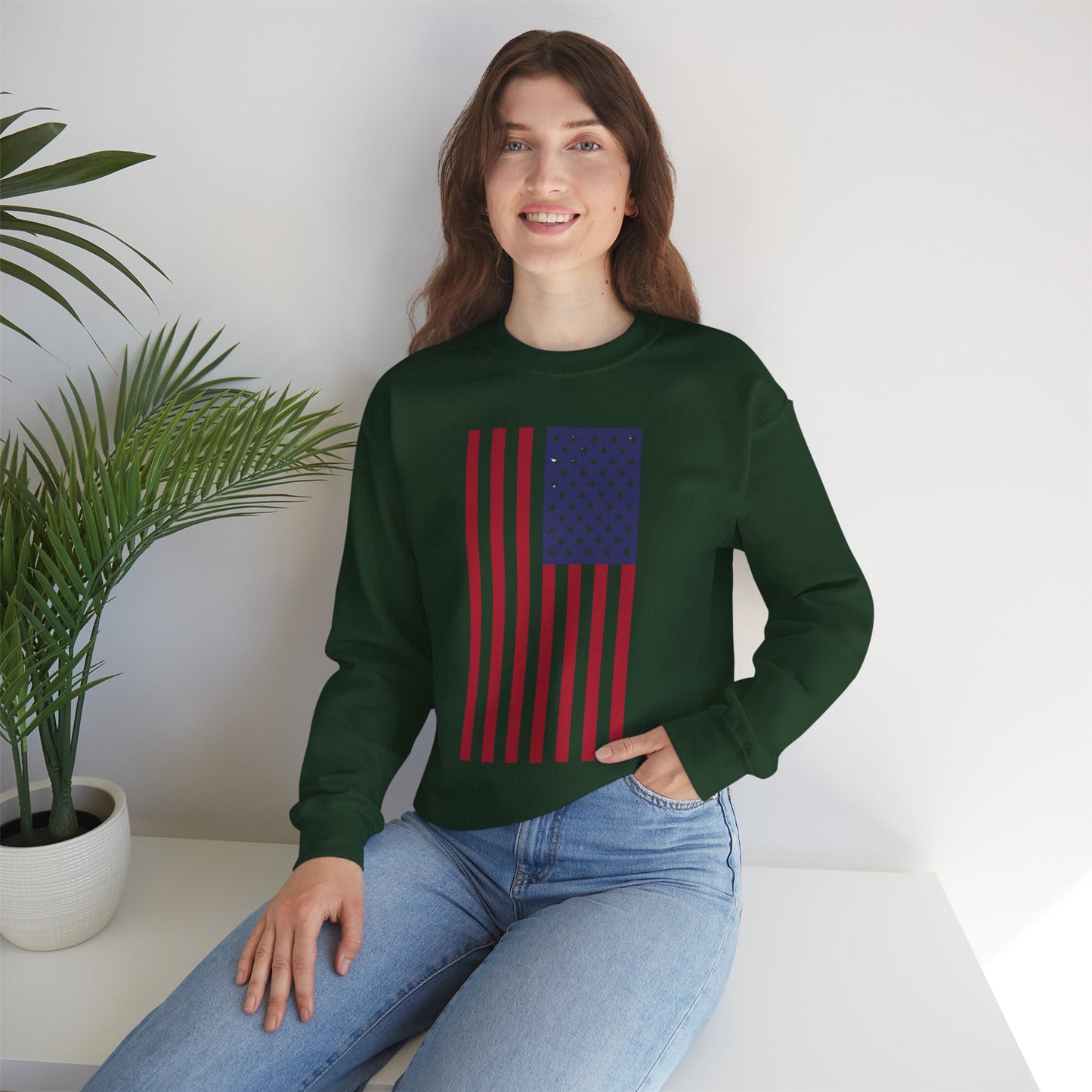 Patriotic USA Flag Crewneck Sweatshirt