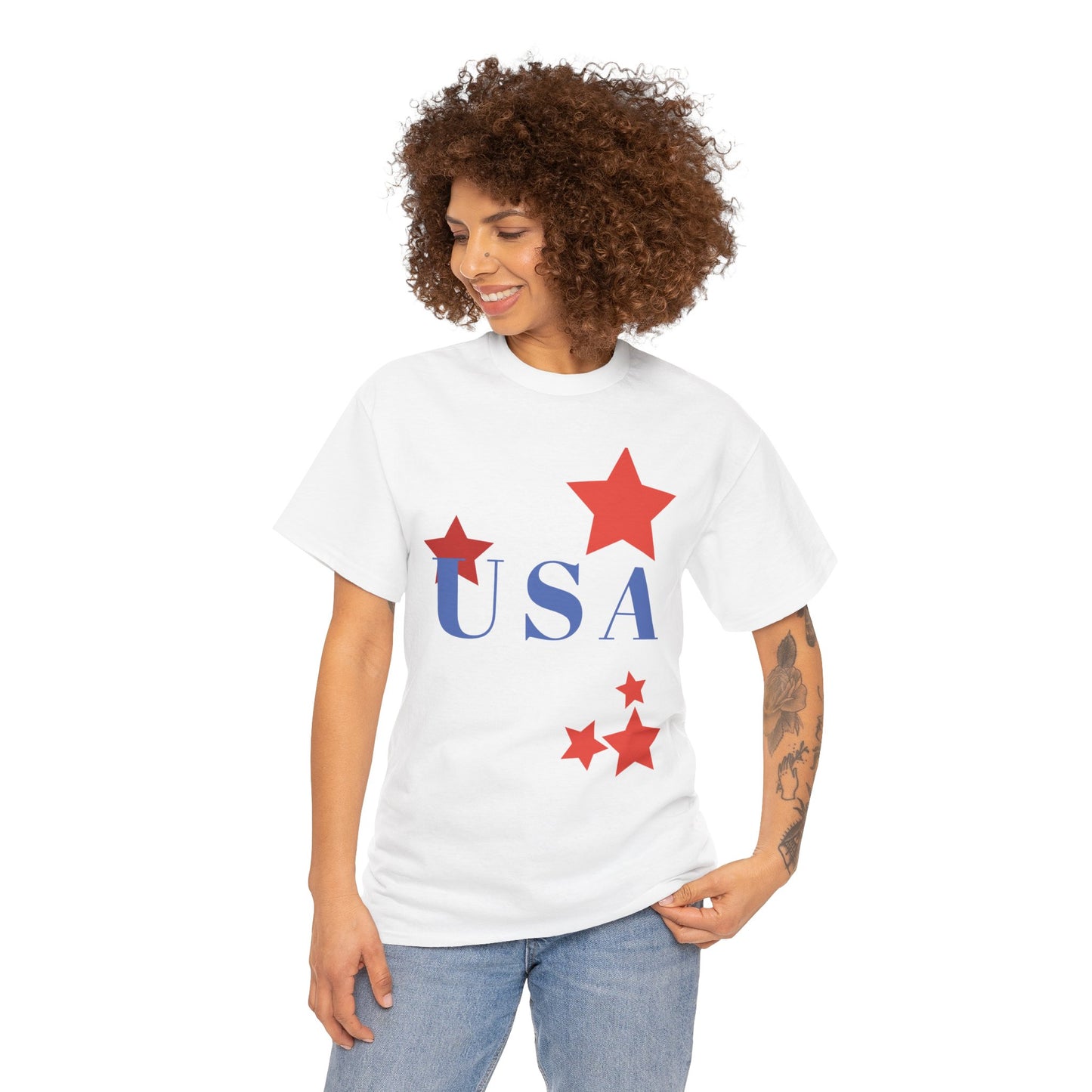 Celebrate Freedom Unisex Heavy Cotton Tee - USA Stars Design