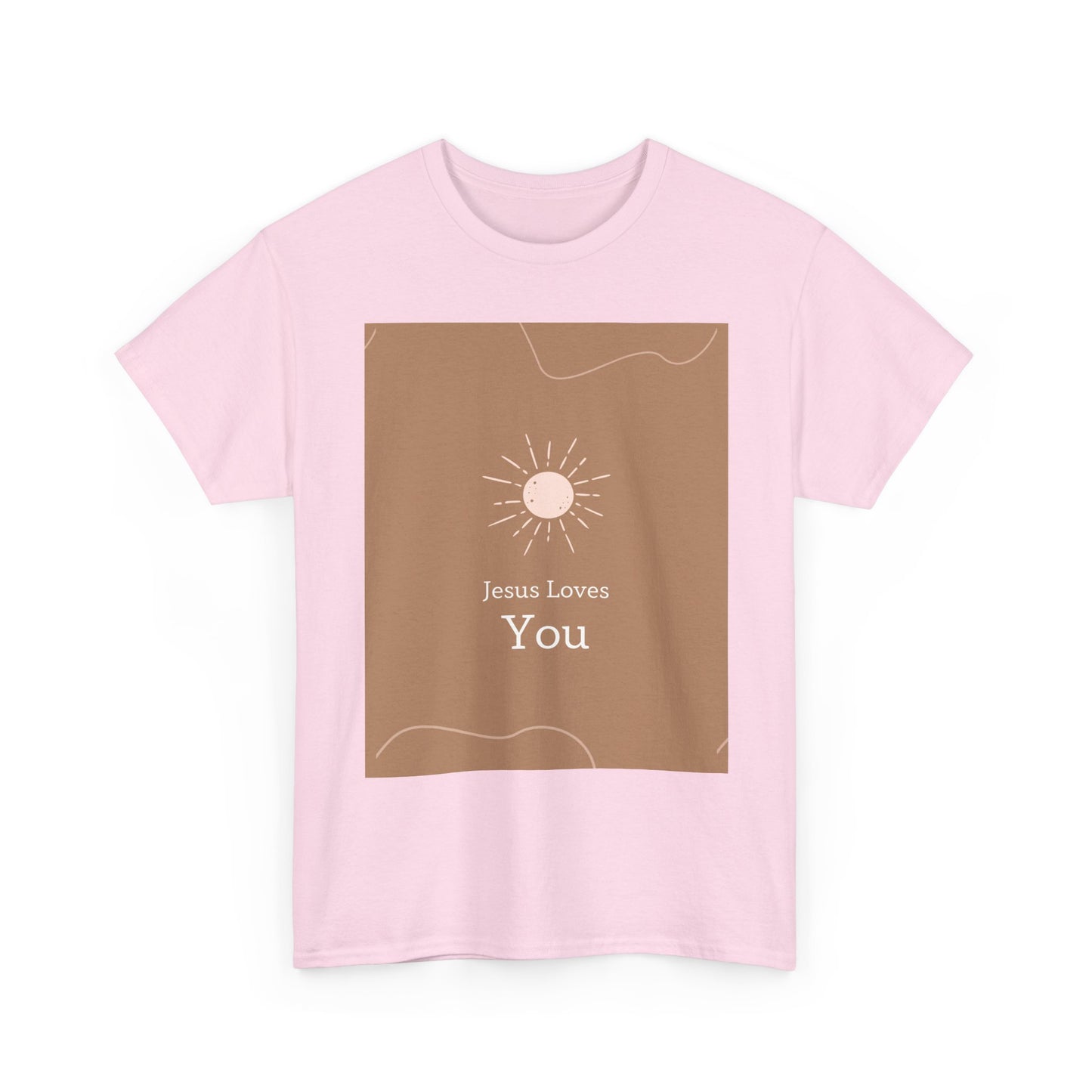 Unisex Heavy Cotton Tee - "Jesus Loves You" Inspirational Tee, Perfect for Everyday Wear, Gifts, Faith-Based Events, Summer Outings