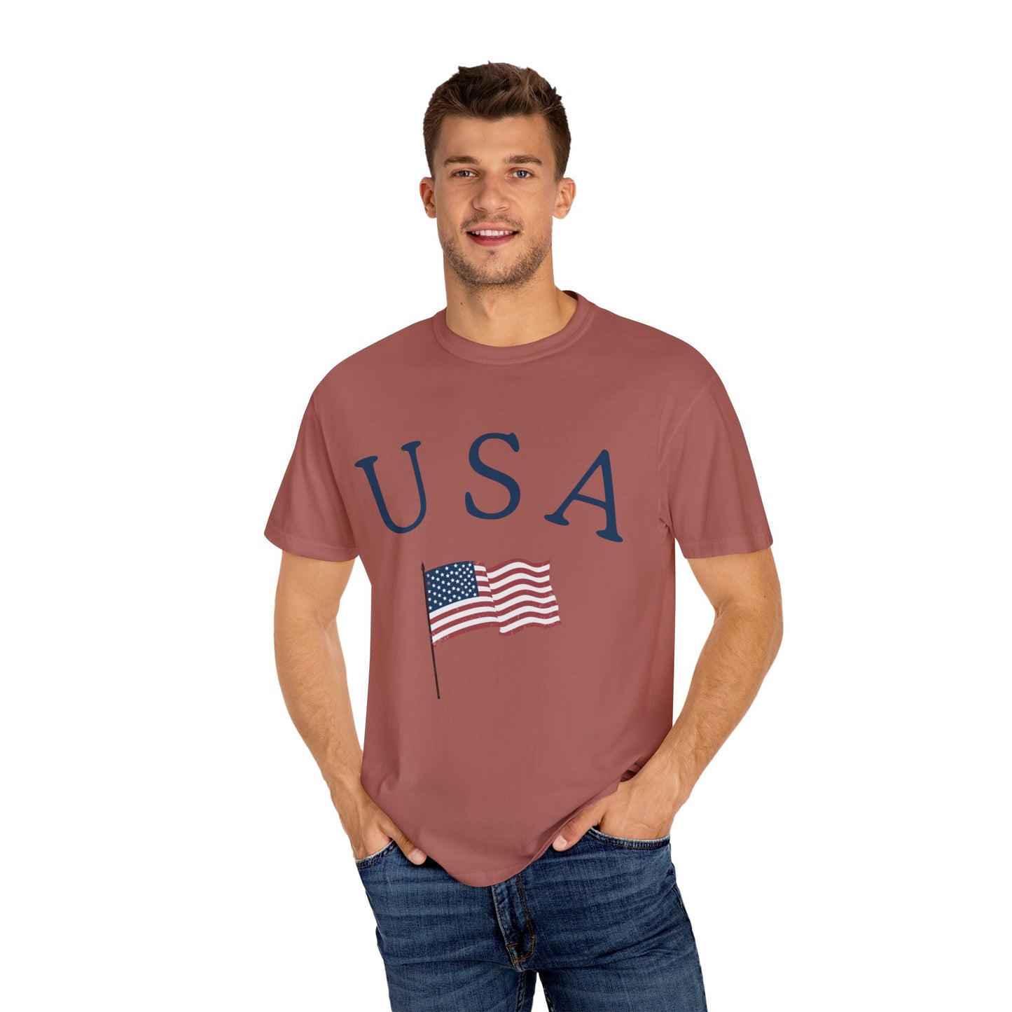 USA Flag Unisex Garment-Dyed T-Shirt