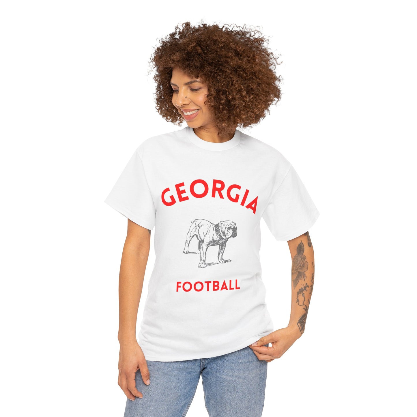 Georgia Football Unisex Heavy Cotton Tee, Casual Sports Tee, Football Game Shirt, Gift for Fans, Georgia Bulldogs Apparel