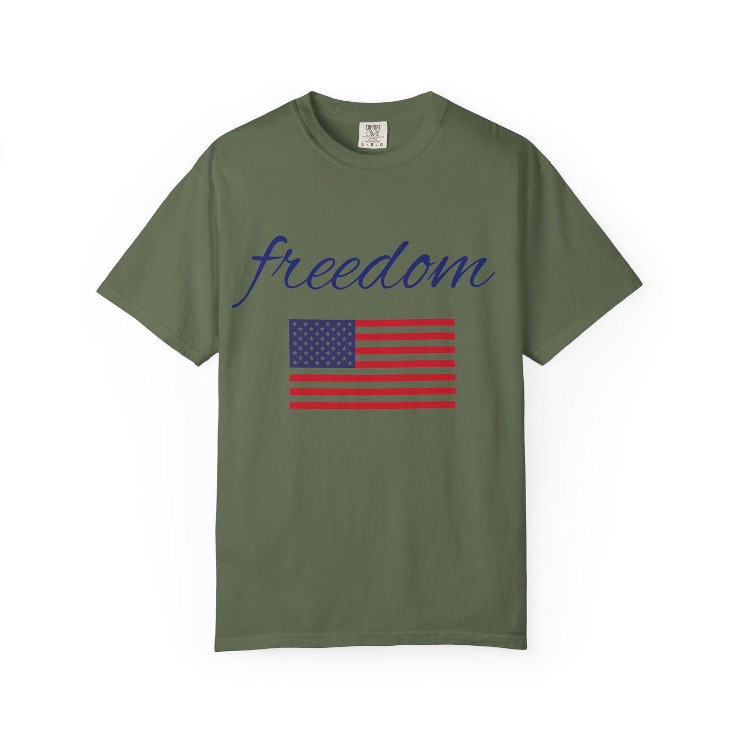 Freedom Unisex Garment-Dyed T-Shirt with American Flag Design