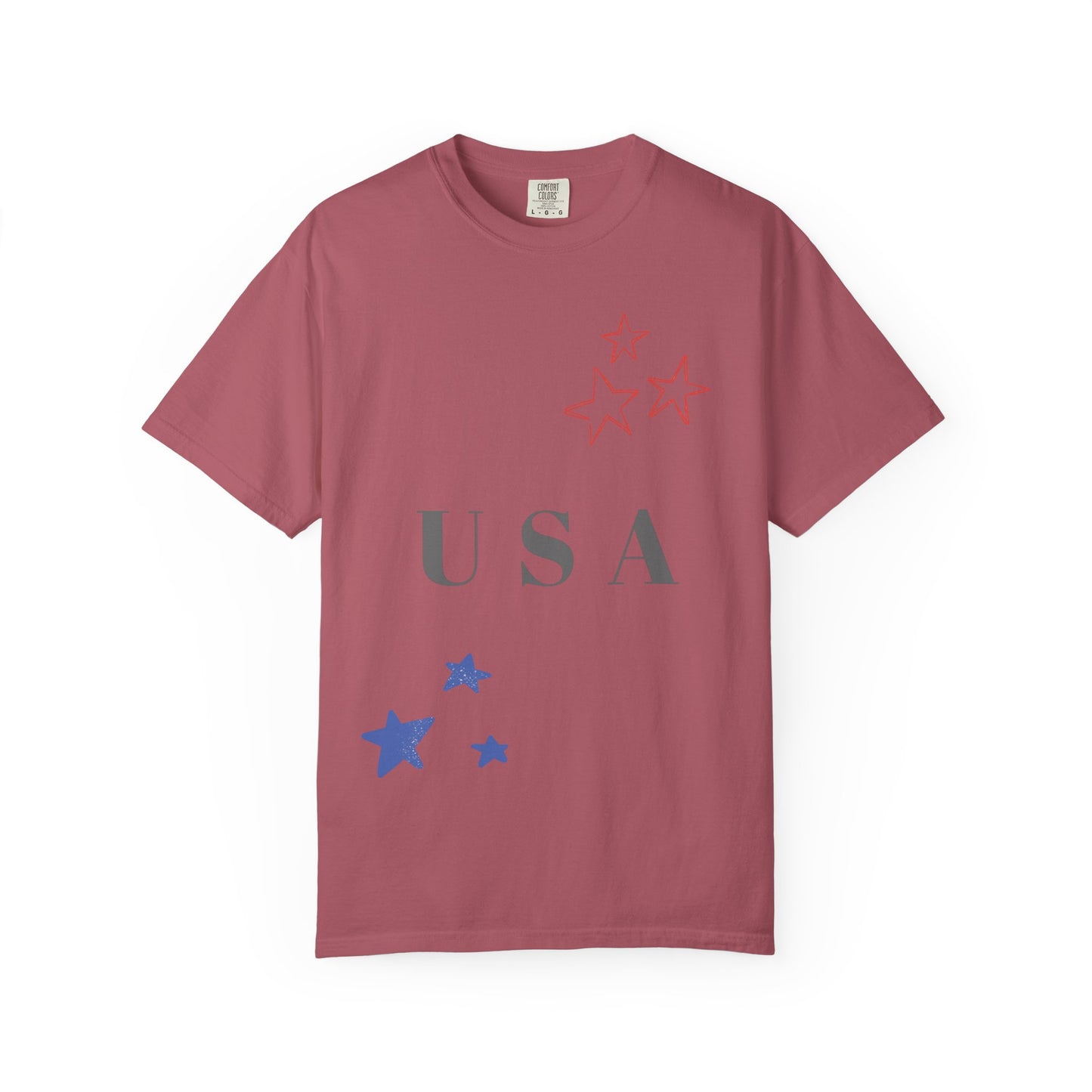 Patriotic Unisex Garment-Dyed T-Shirt - USA Stars Design