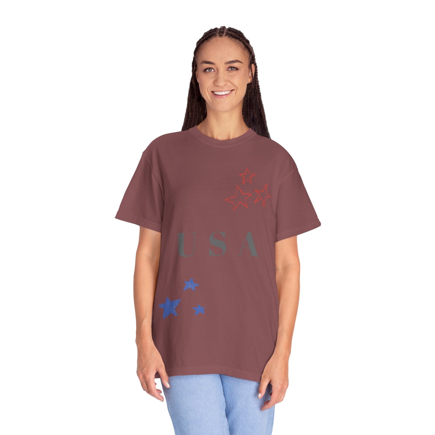 Patriotic Unisex Garment-Dyed T-Shirt - USA Stars Design