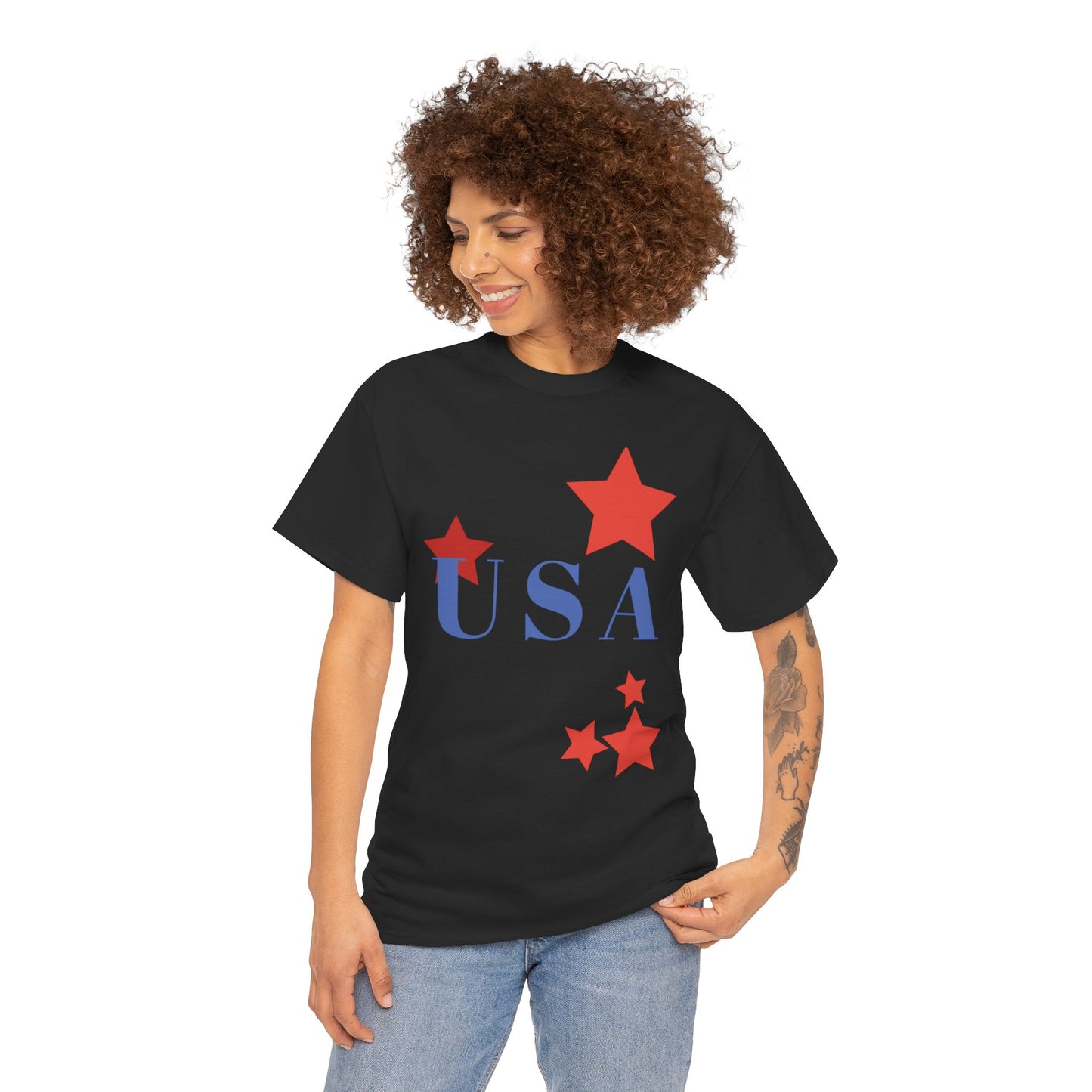 Celebrate Freedom Unisex Heavy Cotton Tee - USA Stars Design