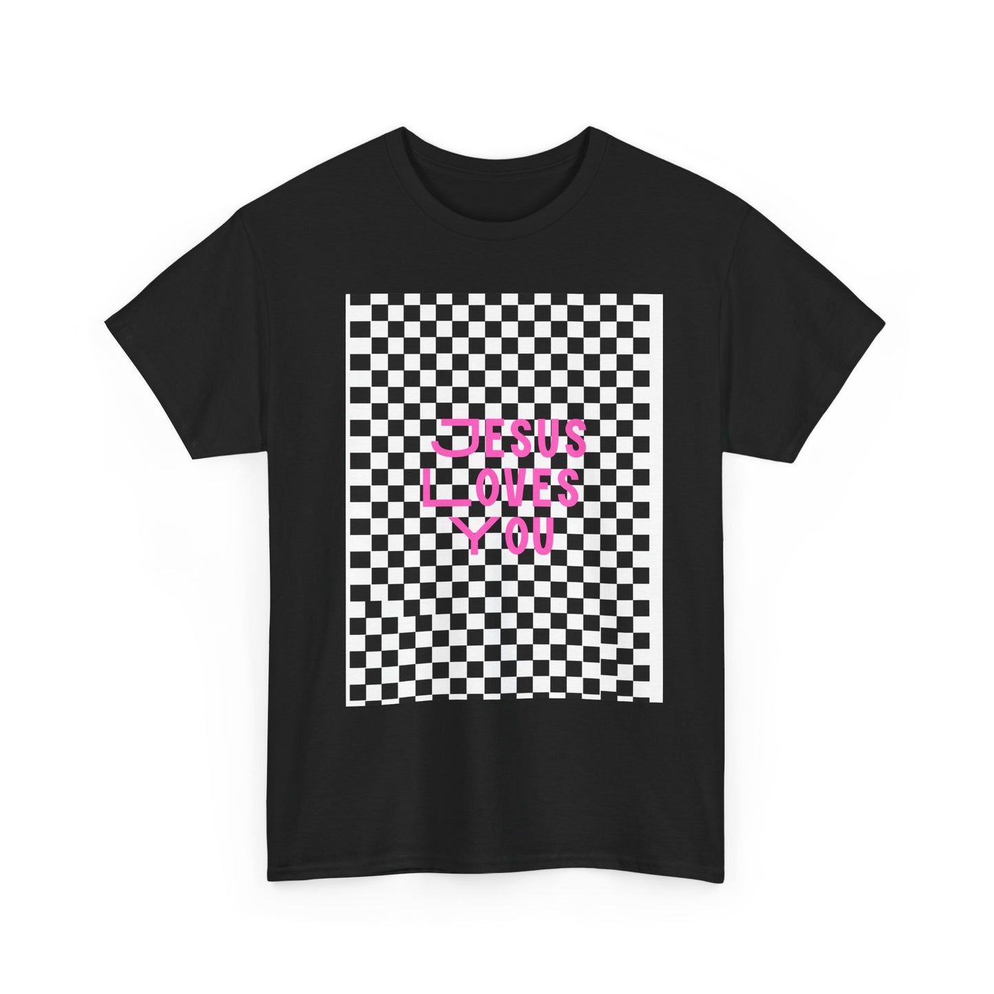 Chic Checkerboard Tee - Trendy Unisex Heavy Cotton Shirt, Casual Wear, Gift for Her, Stylish Outfit, Everyday Fashion