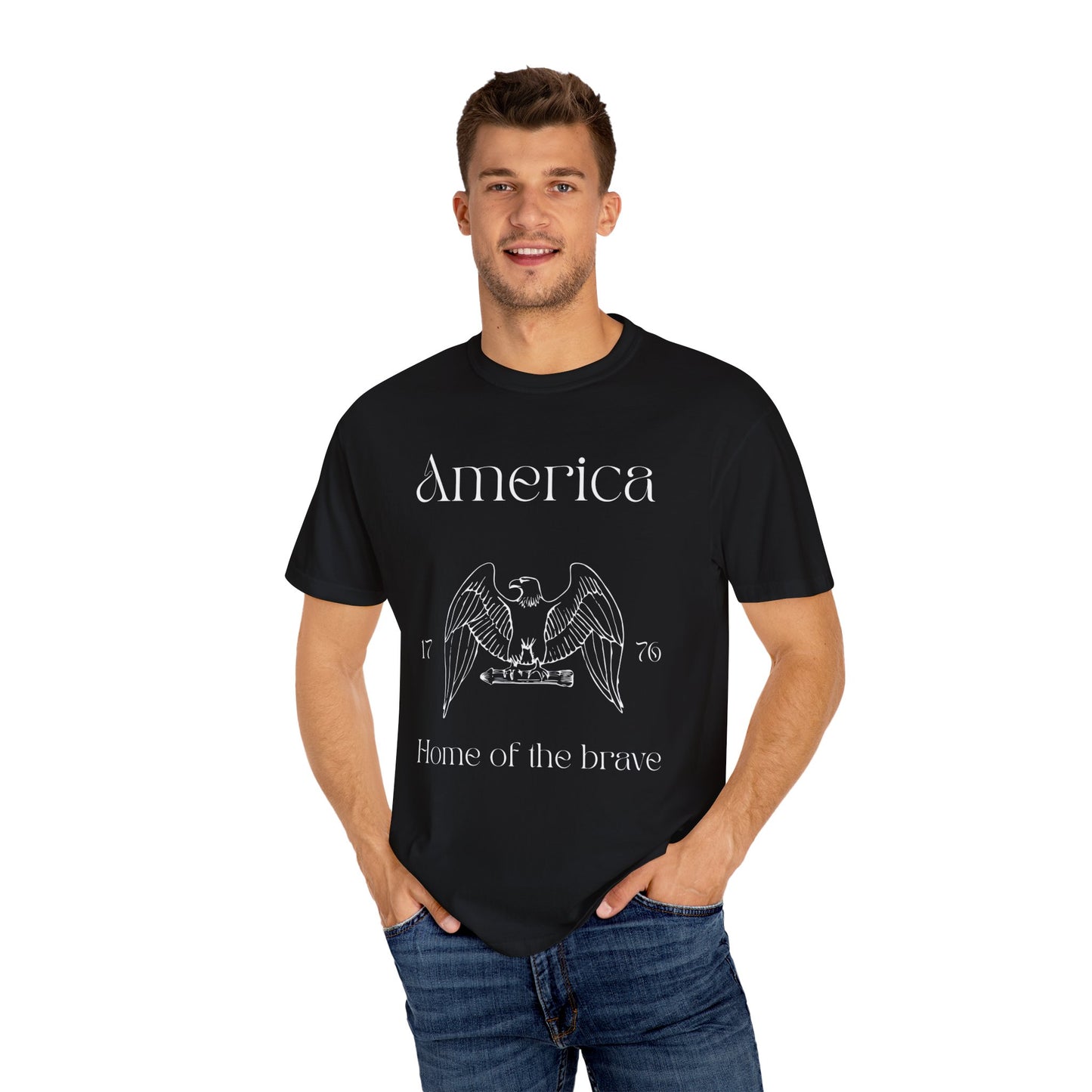 Vintage America T-Shirt - Home of the Brave - Unisex Garment-Dyed Tees