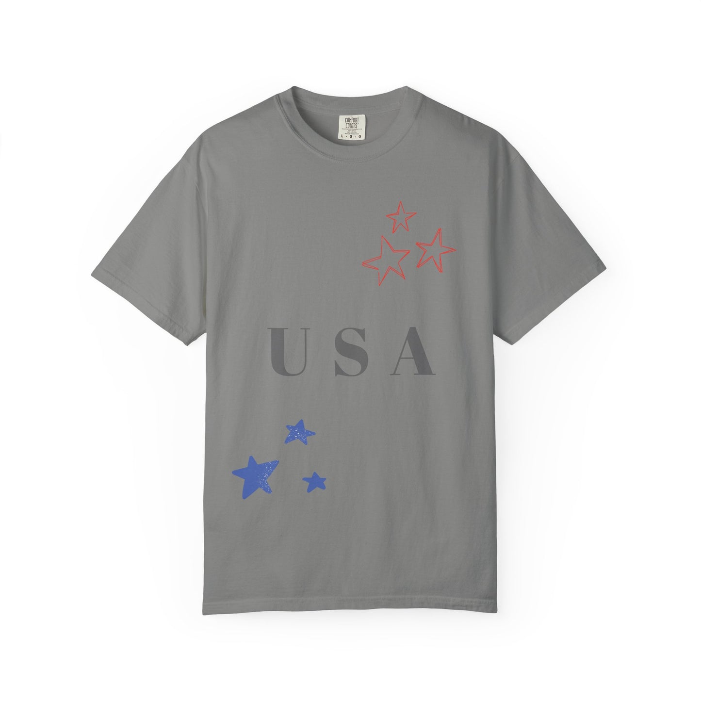Patriotic Unisex Garment-Dyed T-Shirt - USA Stars Design