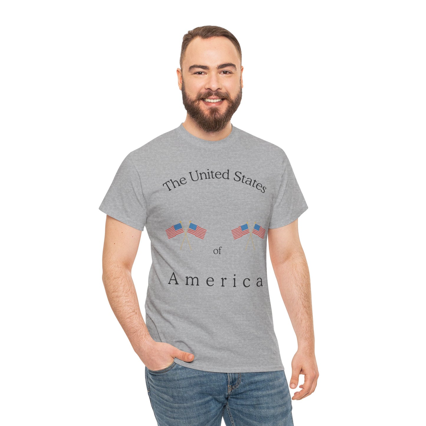 Patriotic Heavy Cotton Tee – USA Flag Design