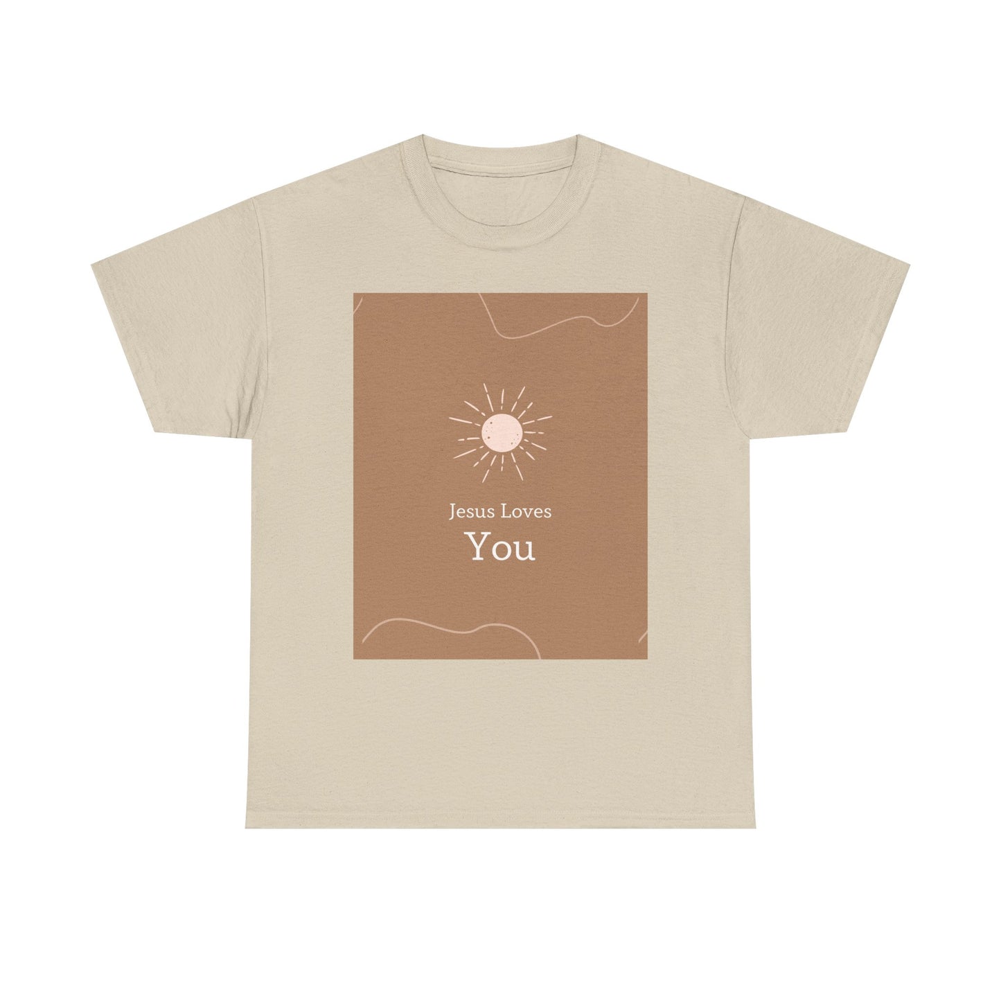 Unisex Heavy Cotton Tee - "Jesus Loves You" Inspirational Tee, Perfect for Everyday Wear, Gifts, Faith-Based Events, Summer Outings