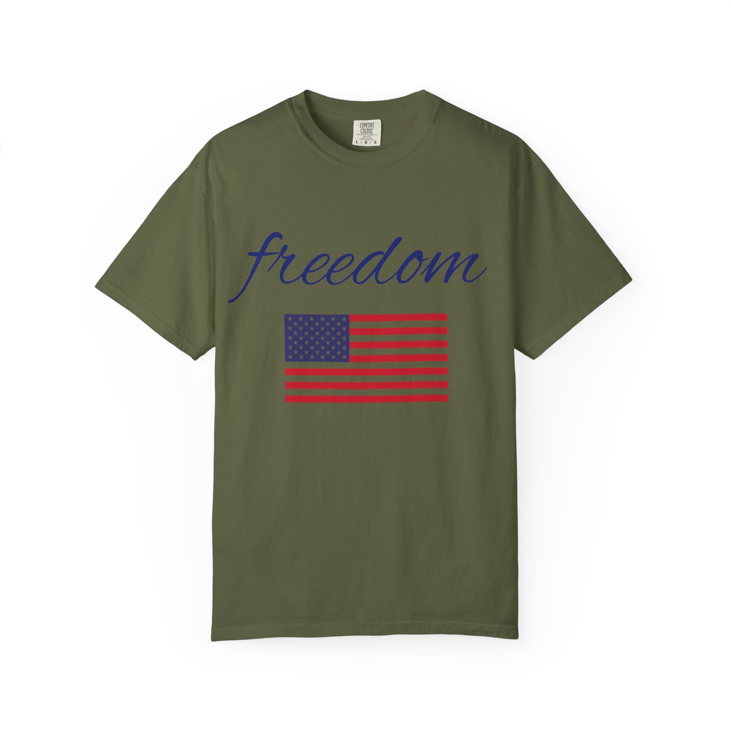 Freedom Unisex Garment-Dyed T-Shirt with American Flag Design