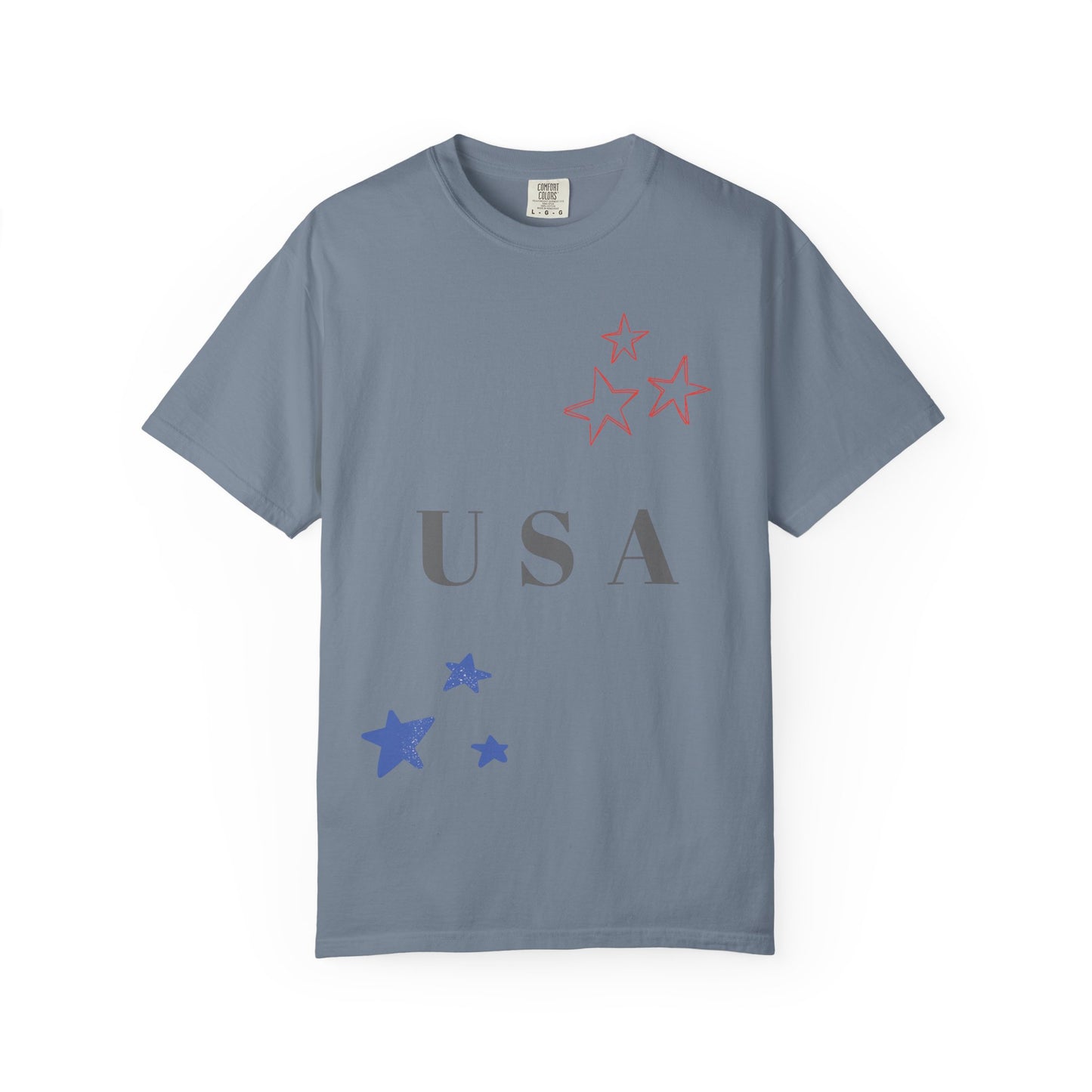 Patriotic Unisex Garment-Dyed T-Shirt - USA Stars Design